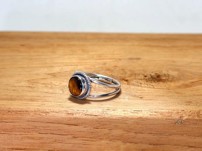 Handmade Tiger Eye 925 Sterling Silver Ring: Handmade Jewelry, Size ONE SIZE - 4 Thumbnail