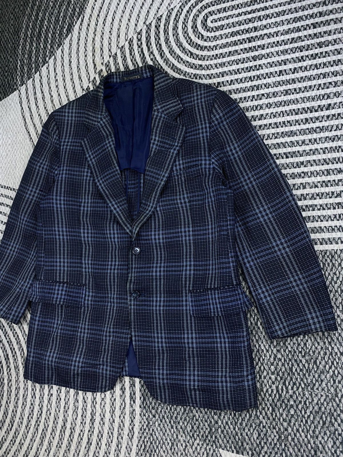 Burberry Vintage Burberrys Navy Plaid Double Button Blazer Jacket Size US M / EU 48-50 / 2 - 4 Thumbnail