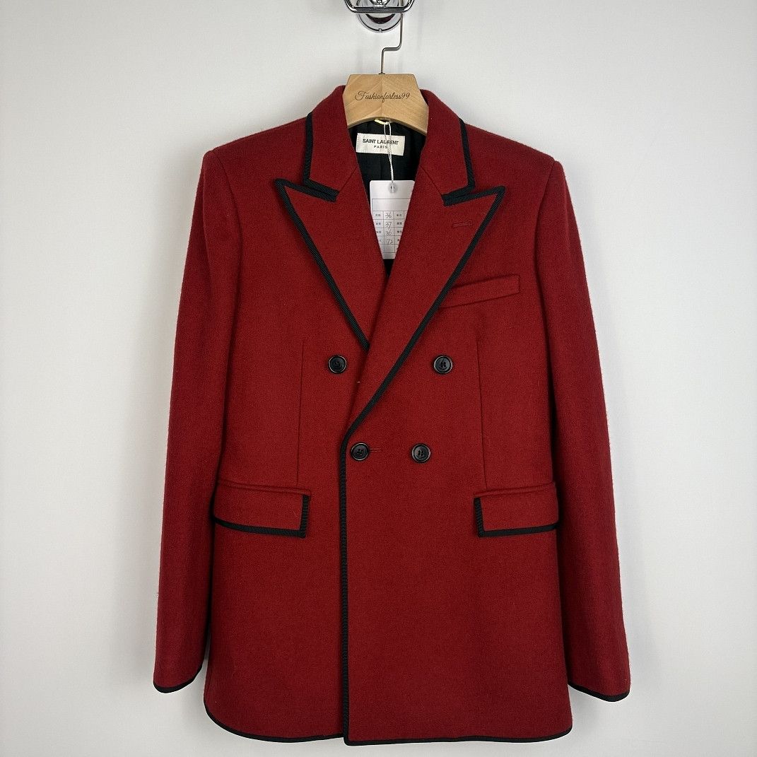 Saint Laurent Paris Saint Laurent Red Wool Double Breasted Blazer Size 36 Size XS / US 0-2 / IT 36-38 - 1 Thumbnail