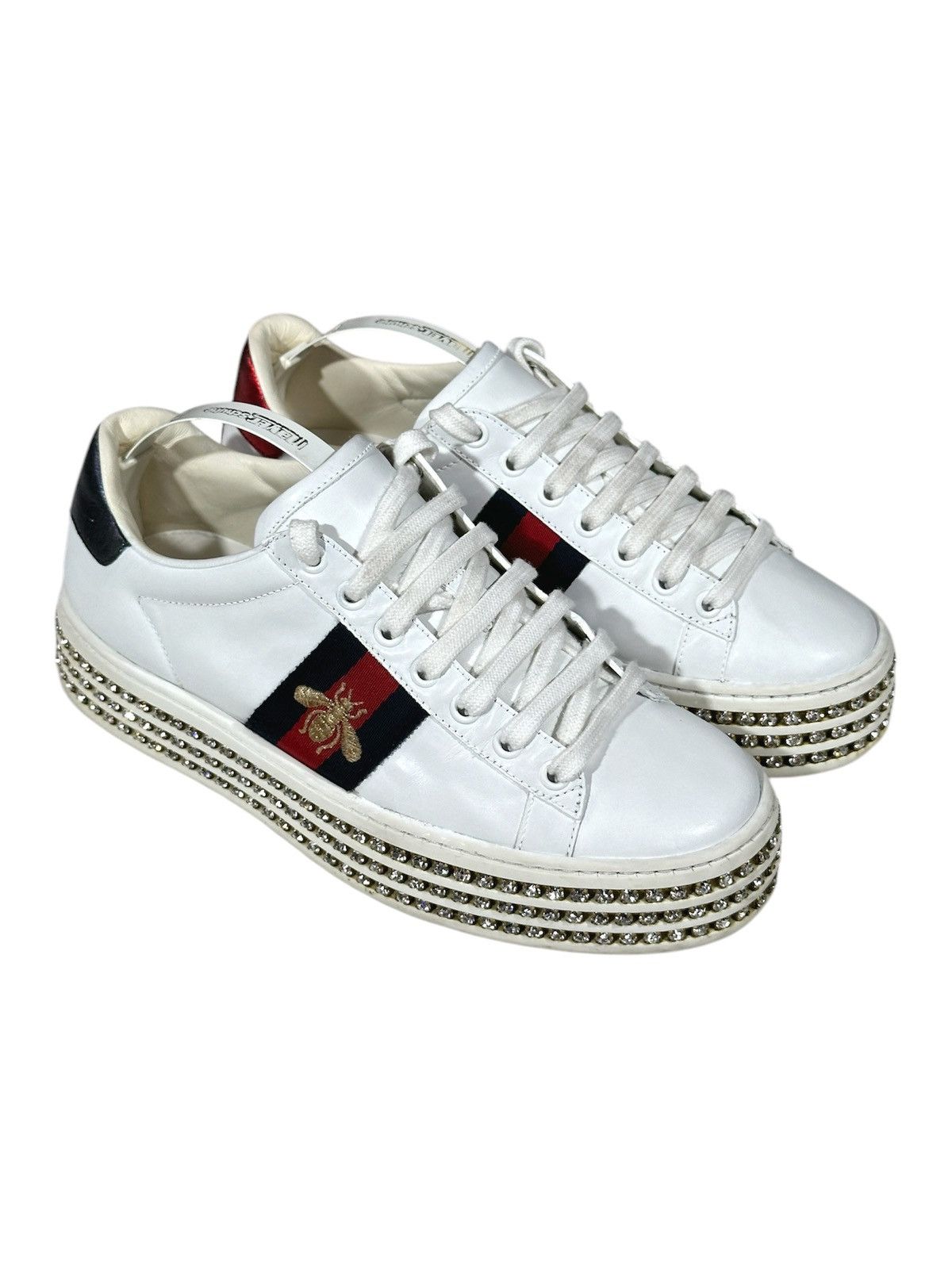Gucci Gucci Ace Sneakers Crystal White Leather Studded US 6.5 Size US 7 / IT 37 - 2 Thumbnail