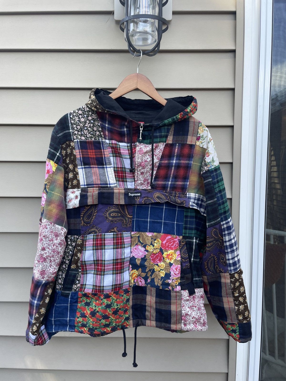 image of Playboi Carti x Supreme Patchwork Anorak Hooded Jacket in Black, Men's (Size Small)
