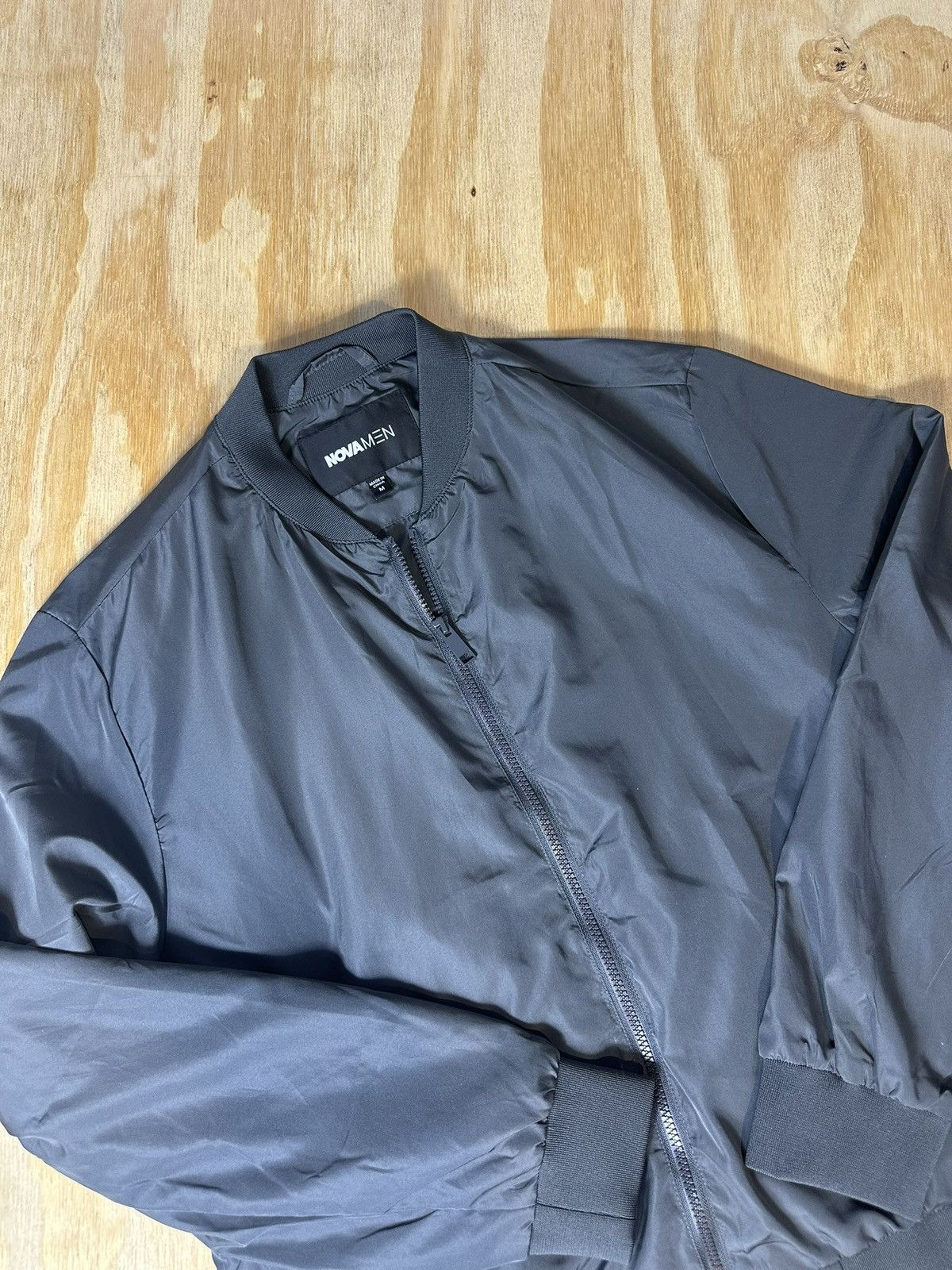 Fashion Nova × Vintage Dark Grey Bomber Jacket Lightweight ZipUp Streetwear Nylon Size US L / EU 52-54 / 3 - 2 Thumbnail