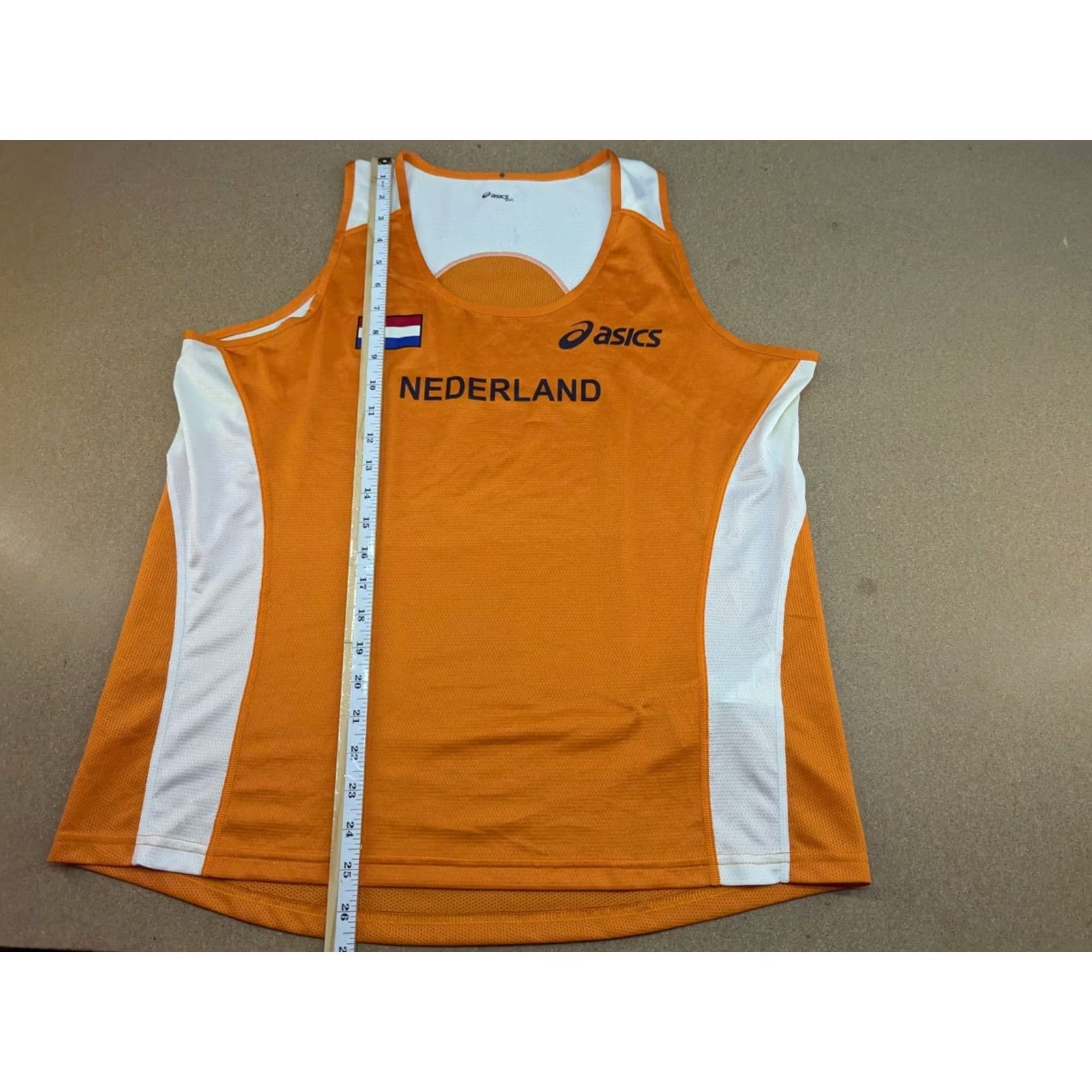 Asics ASICS Team Netherlands Running Jersey Vest 2XL Adult Mens Orange Sleeveless Mock Neck Jersey Athletic Lightweight Quick Dry Packable Sports Shirt Size US XXL / EU 58 / 5 - 4 Thumbnail