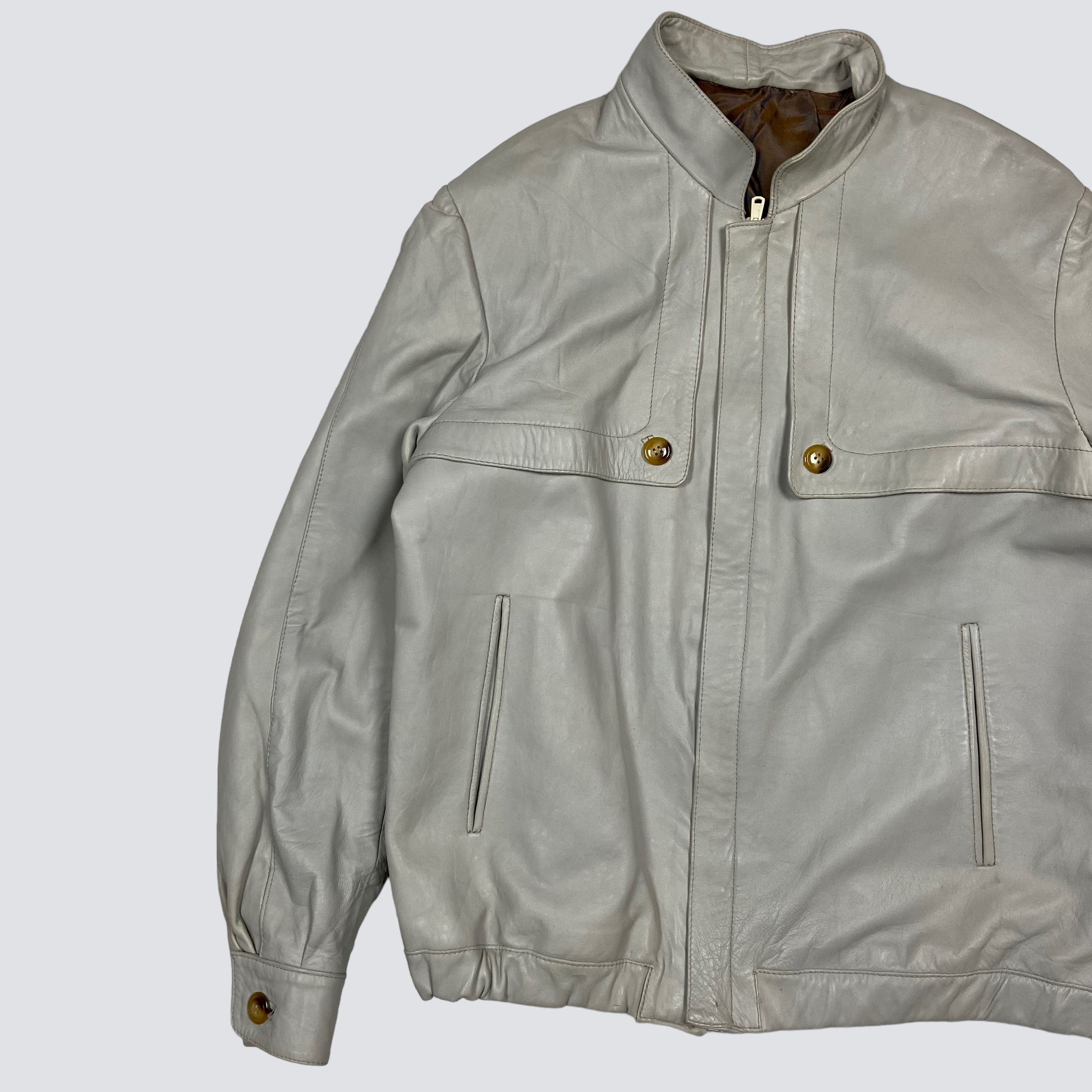 Vintage 1990s VINTAGE MINIMALISTIC ARCHIVE LEATHER JACKET - № 2102 Size US M / EU 48-50 / 2 - 2 Thumbnail