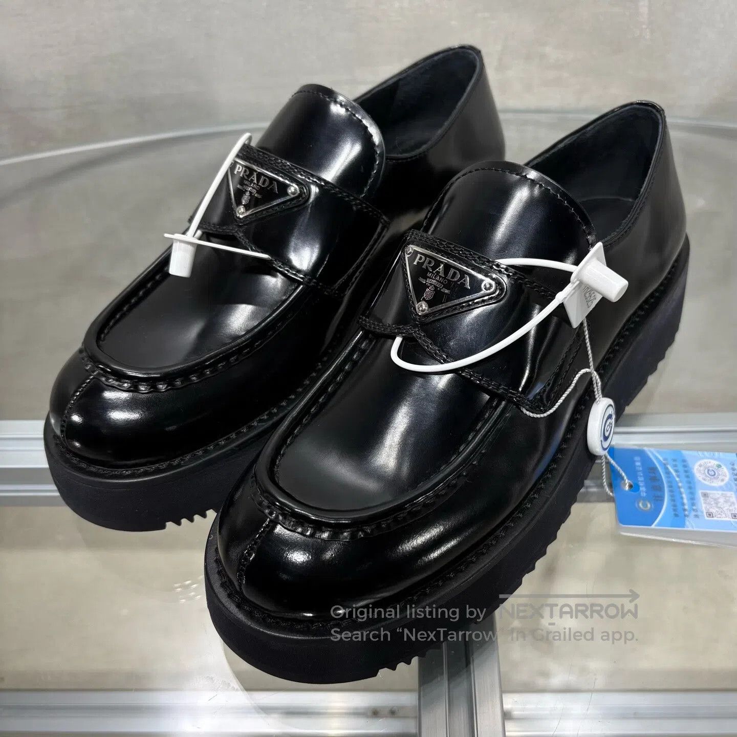 Prada Prada Delta-shaped logo; thin-soled small leather shoes Size US 8 / IT 38 - 1 Thumbnail