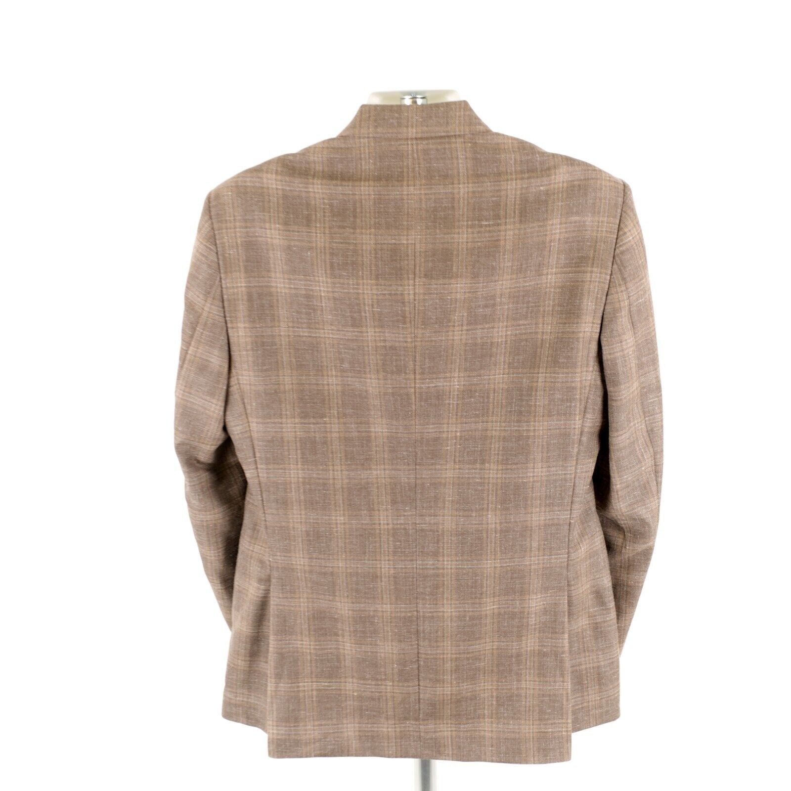 Jos. A. Bank Jos A Bank Signature Wool Silk Linen Beige Tan Plaid 2 Butto Size 40L - 6 Thumbnail