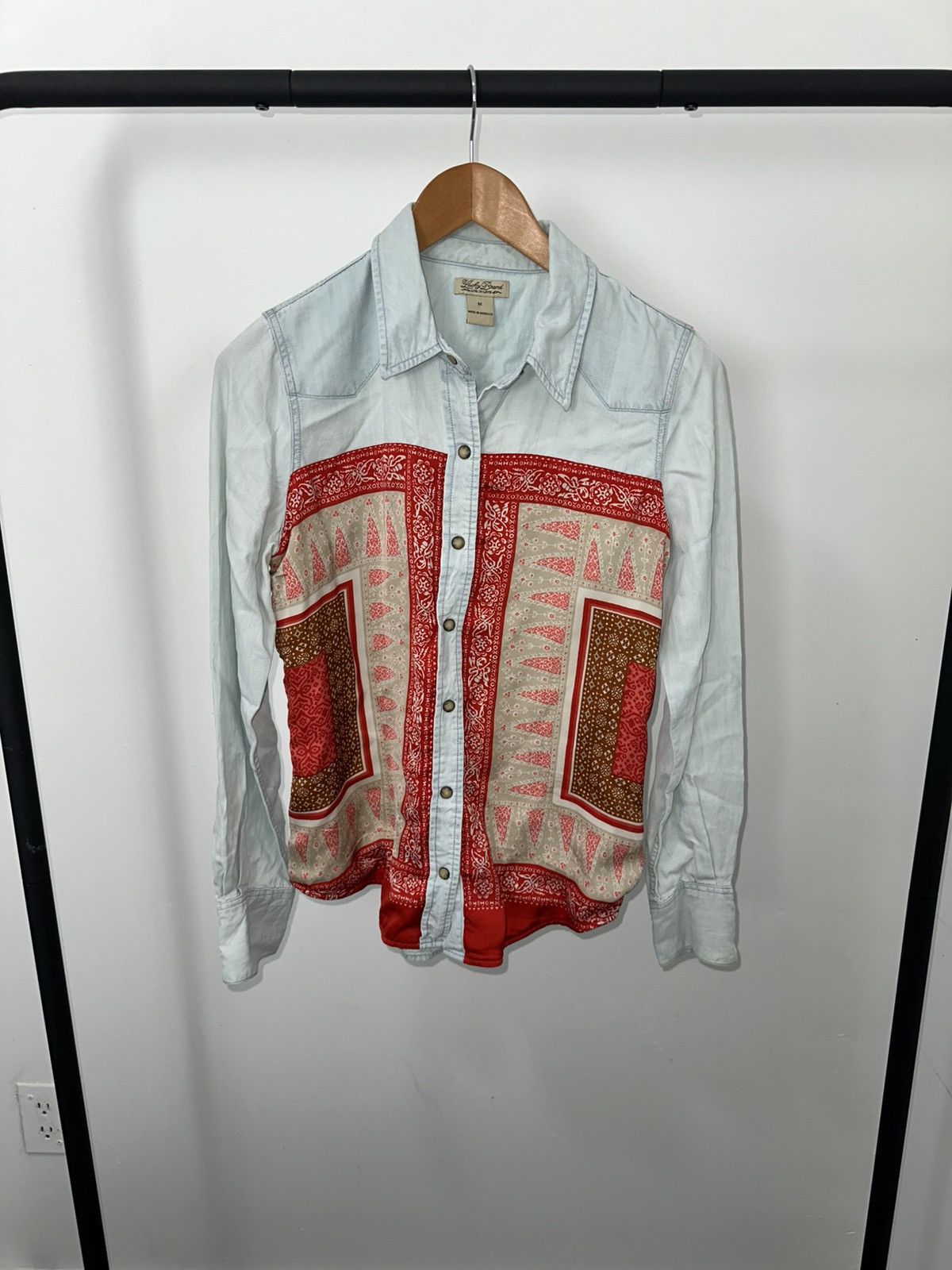 Lucky Brand Vintage Lucky Brand Western Dixie Chambray Boho print Blouse Size M / US 6-8 / IT 42-44 - 1 Thumbnail