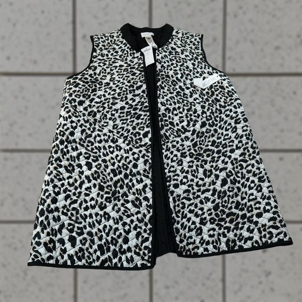 Vintage Chicos Vest Womens Black Leopard Quilted Reversible Puffer Coat Mid Length Zip Insulated Lined Polyester Casual Travel Mens? Size XS / US 0-2 / IT 36-38 - 1 Thumbnail
