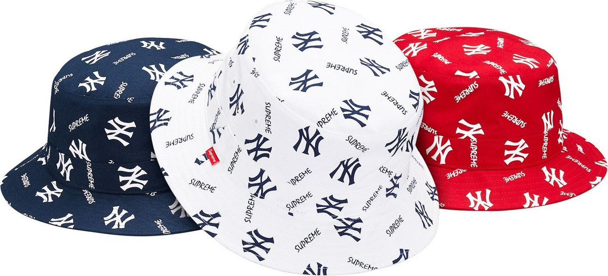 47 Brand × New York Yankees × Supreme Supreme x NY Yankees All Over Print Bucket Hat–White M/Large Size ONE SIZE - 7 Thumbnail