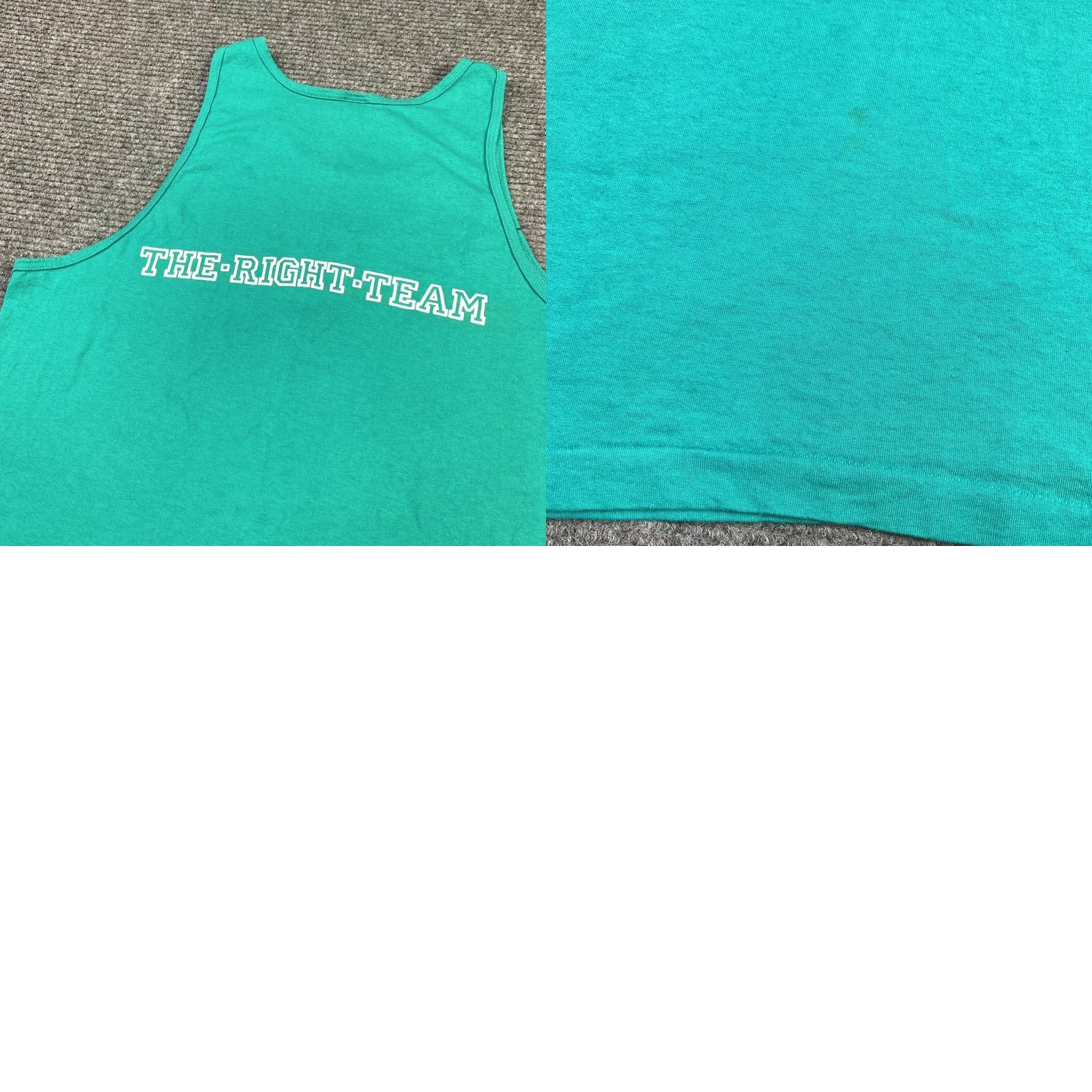 Fruit Of The Loom VINTAGE 90s Adult XL Green Tank Top Sleeveless Shirt Clark Team Fruit of the Loom Shirt Mens Tank Top Graphic Double Sided 90s Theme Size US XL / EU 56 / 4 - 8 Thumbnail