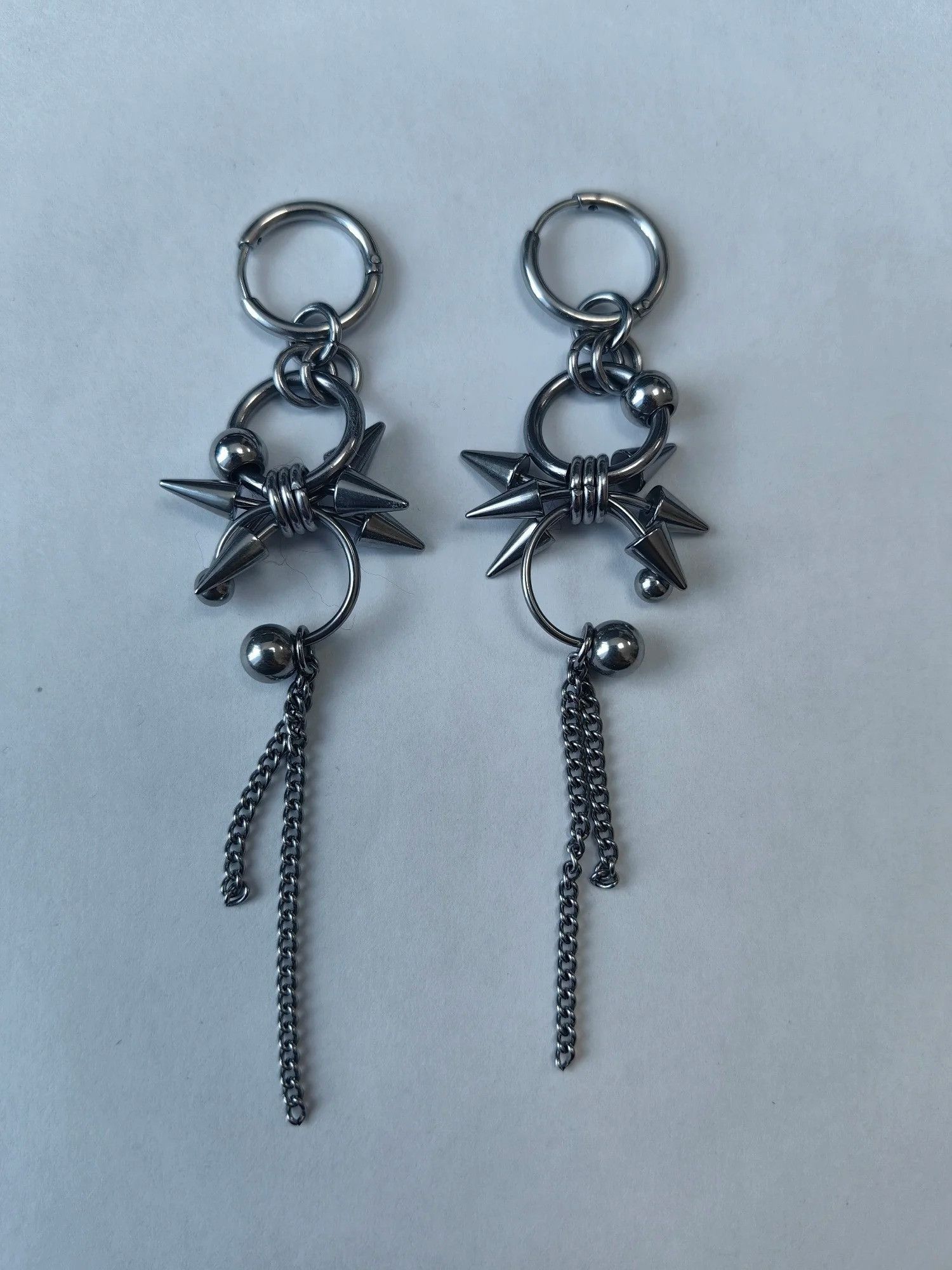 Jewelry Y2k Gothic Hoops Spike Earrings Size ONE SIZE - 1 Thumbnail