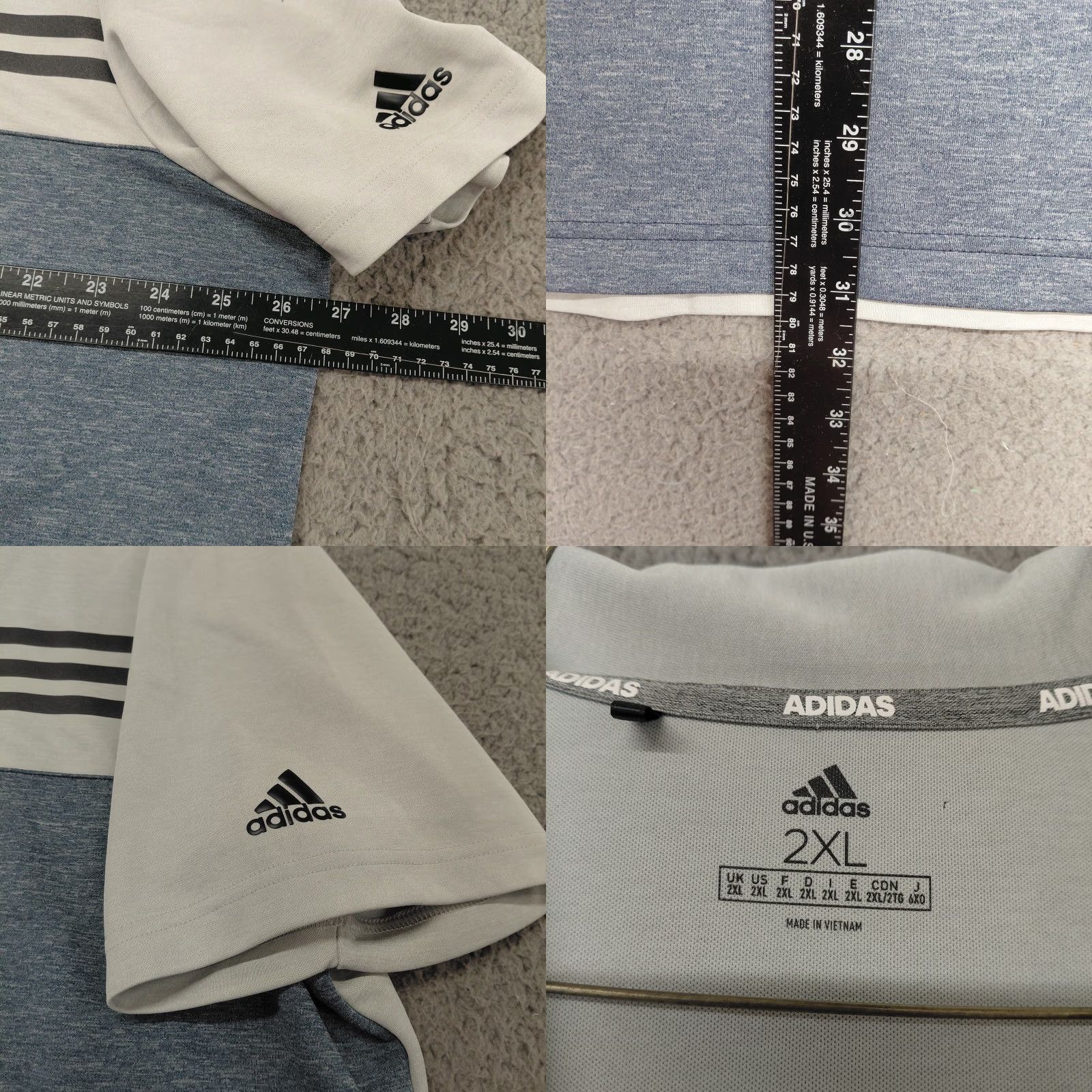 Adidas Adidas Golf Polo Mens 2XL Blue/Gray Short Sleeve 3-Stripe Logo Casual Size US XXL / EU 58 / 5 - 8 Thumbnail