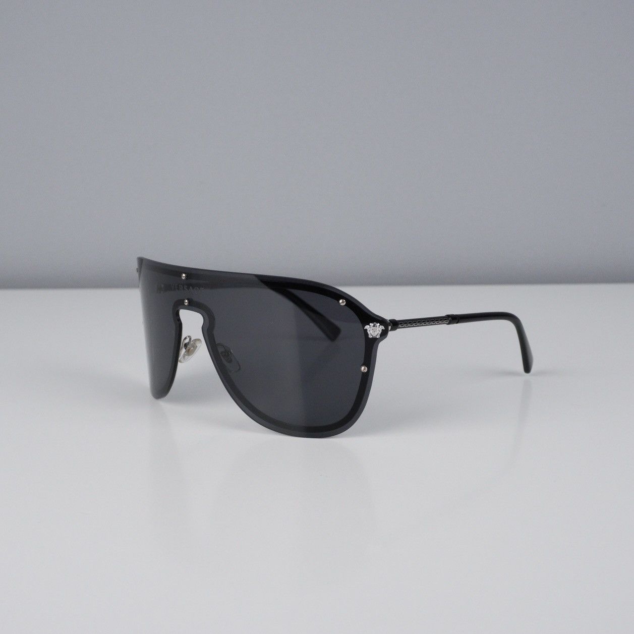 image of Versace Ski Mask Gold Medusa Logo Black Shield Sunglasses, Women's