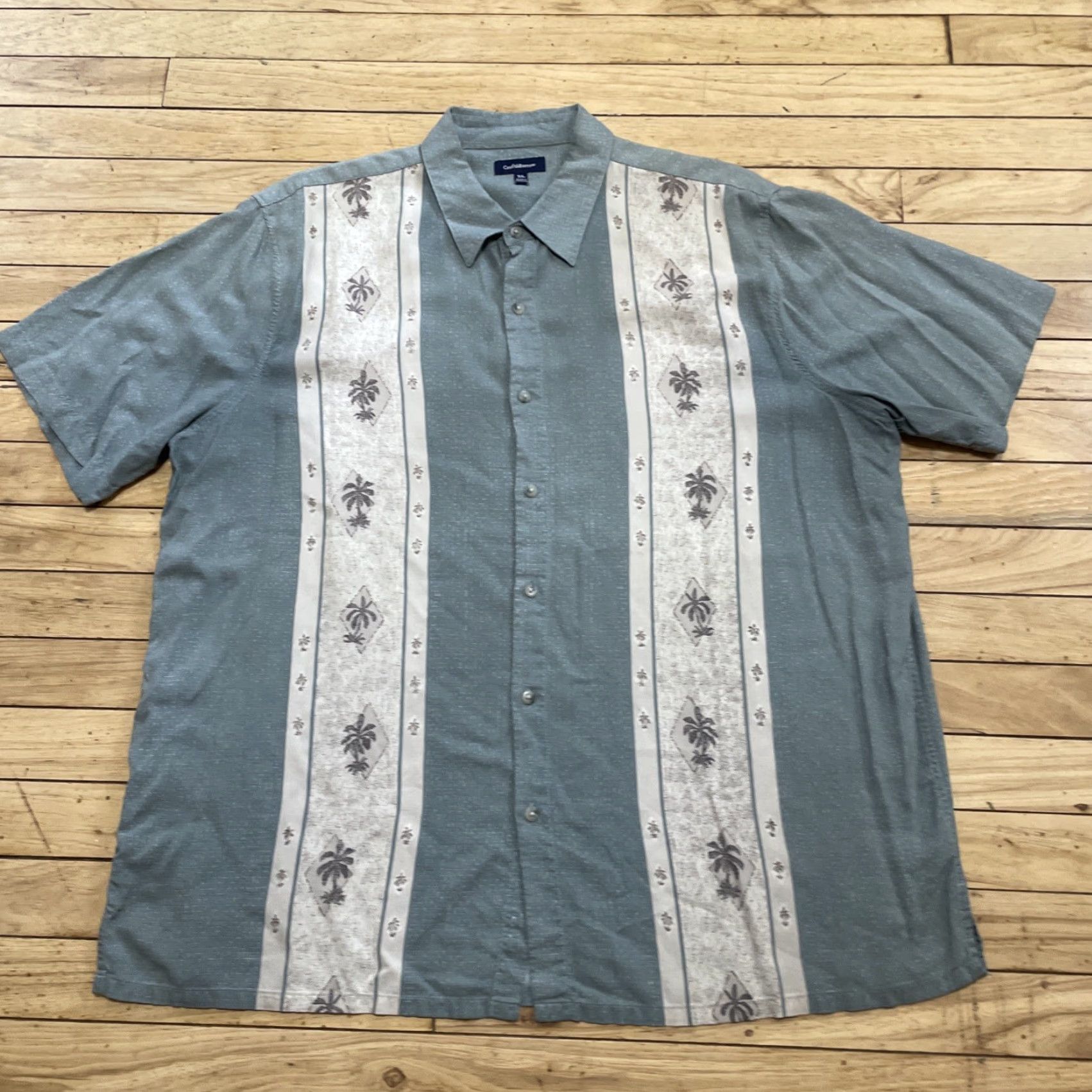 Croft & Barrow Croft & Barrow Guayabero Shirt Men XL Aztec Stripe Green Cream Retro Cuban Money Size US L / EU 52-54 / 3 - 4 Thumbnail