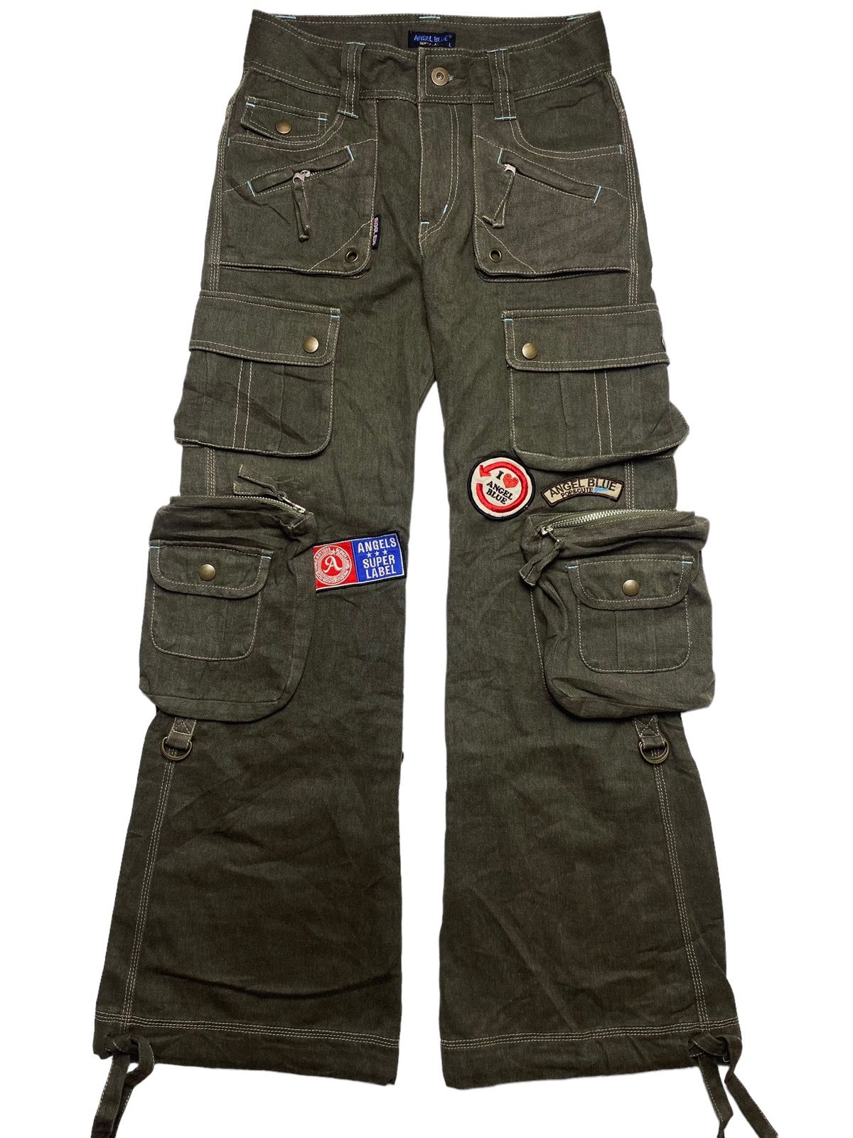 Pre-owned Angel Blue X Hysteric Glamour 2000s Angel Blue - 3d Pocket Super Flared Pants In Green