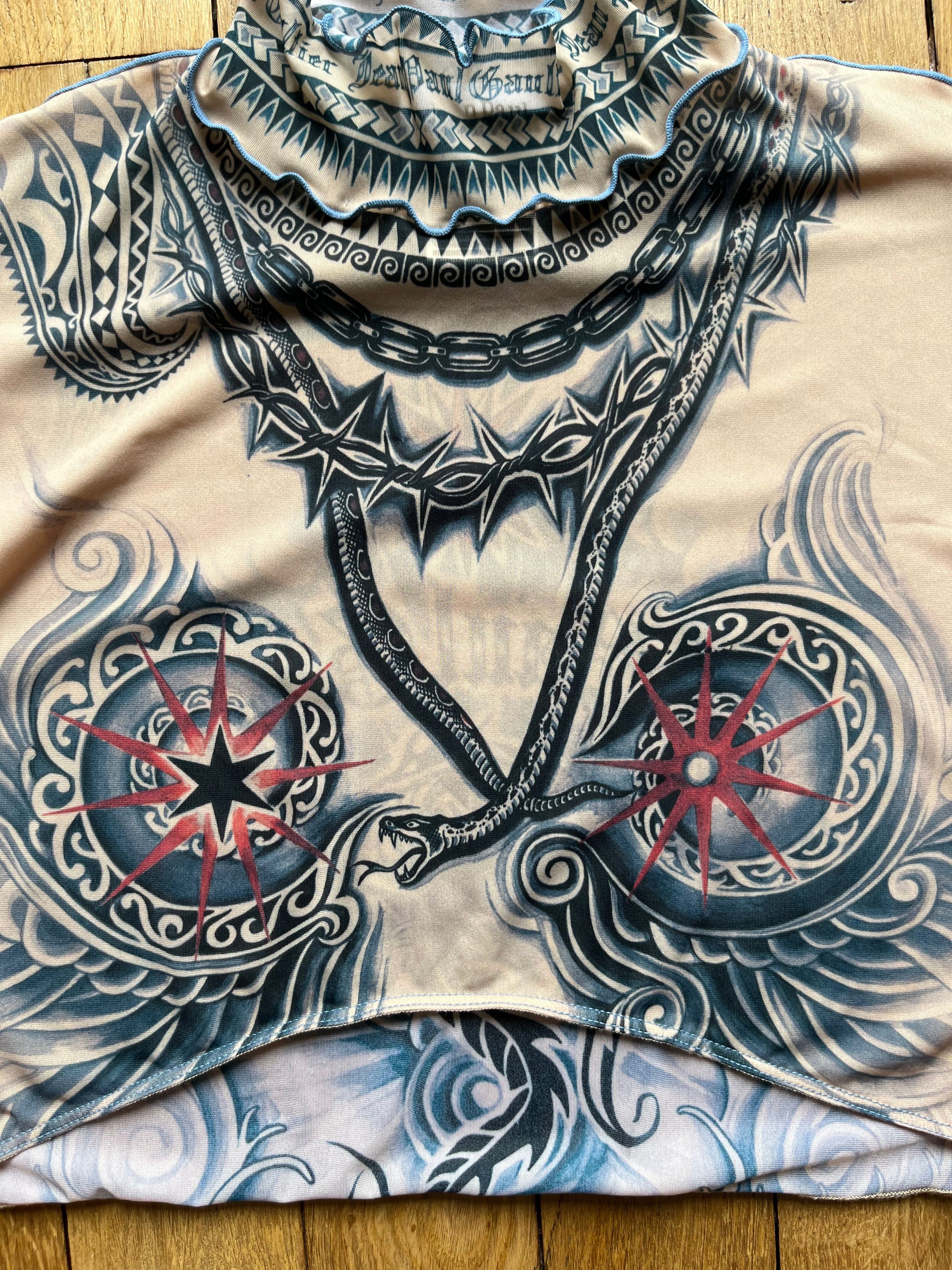 Jean Paul Gaultier Jean Paul Gaultier cropped tattoo print top Size XL / US 12-14 / IT 48-50 - 3 Thumbnail