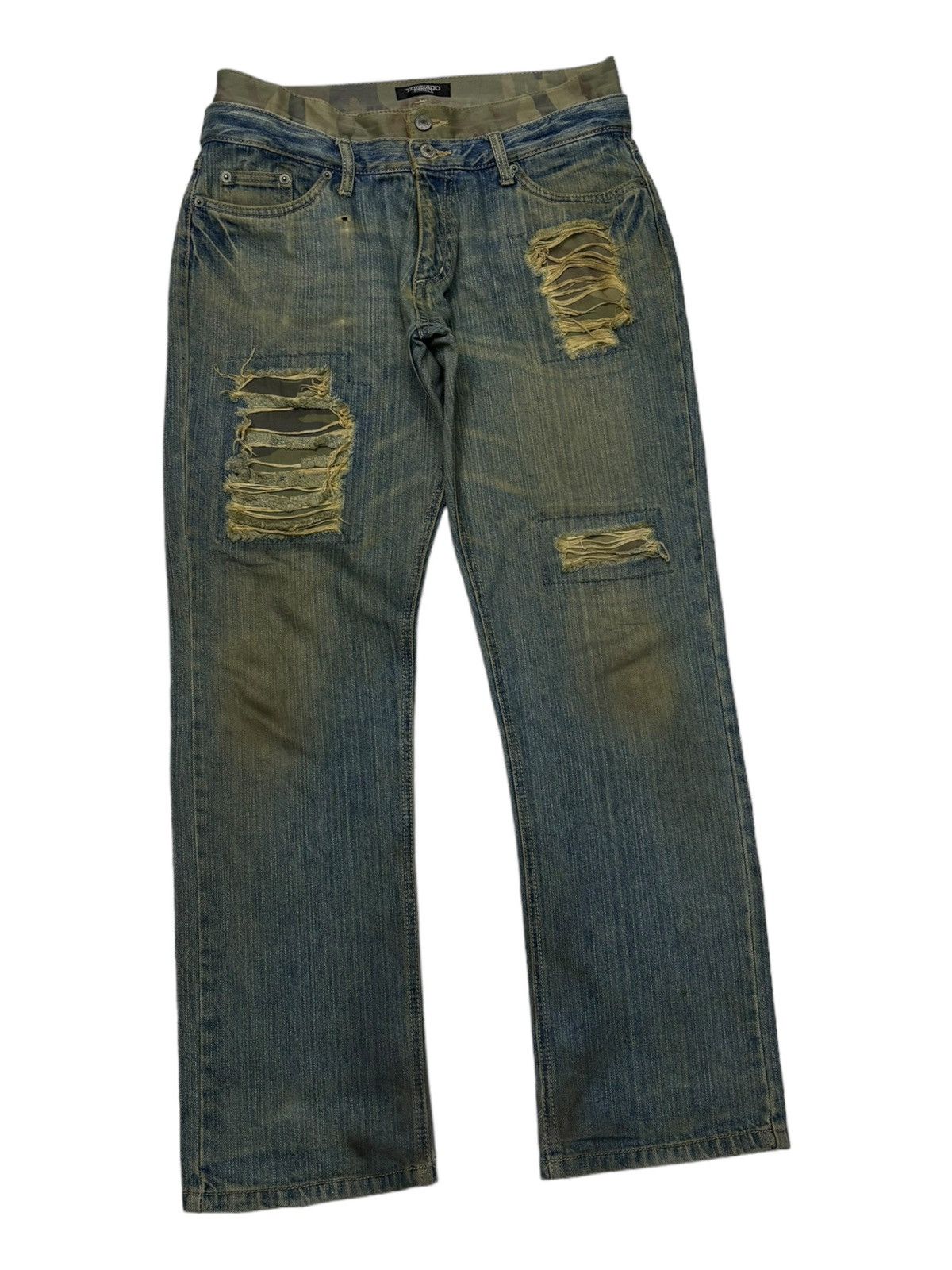 PPFM × Tornado Mart 🔥TORNADO MART DOUBLE WAIST DISTRESSED CUSTOMADE DENIM JEANS Size US 31 - 2 Thumbnail