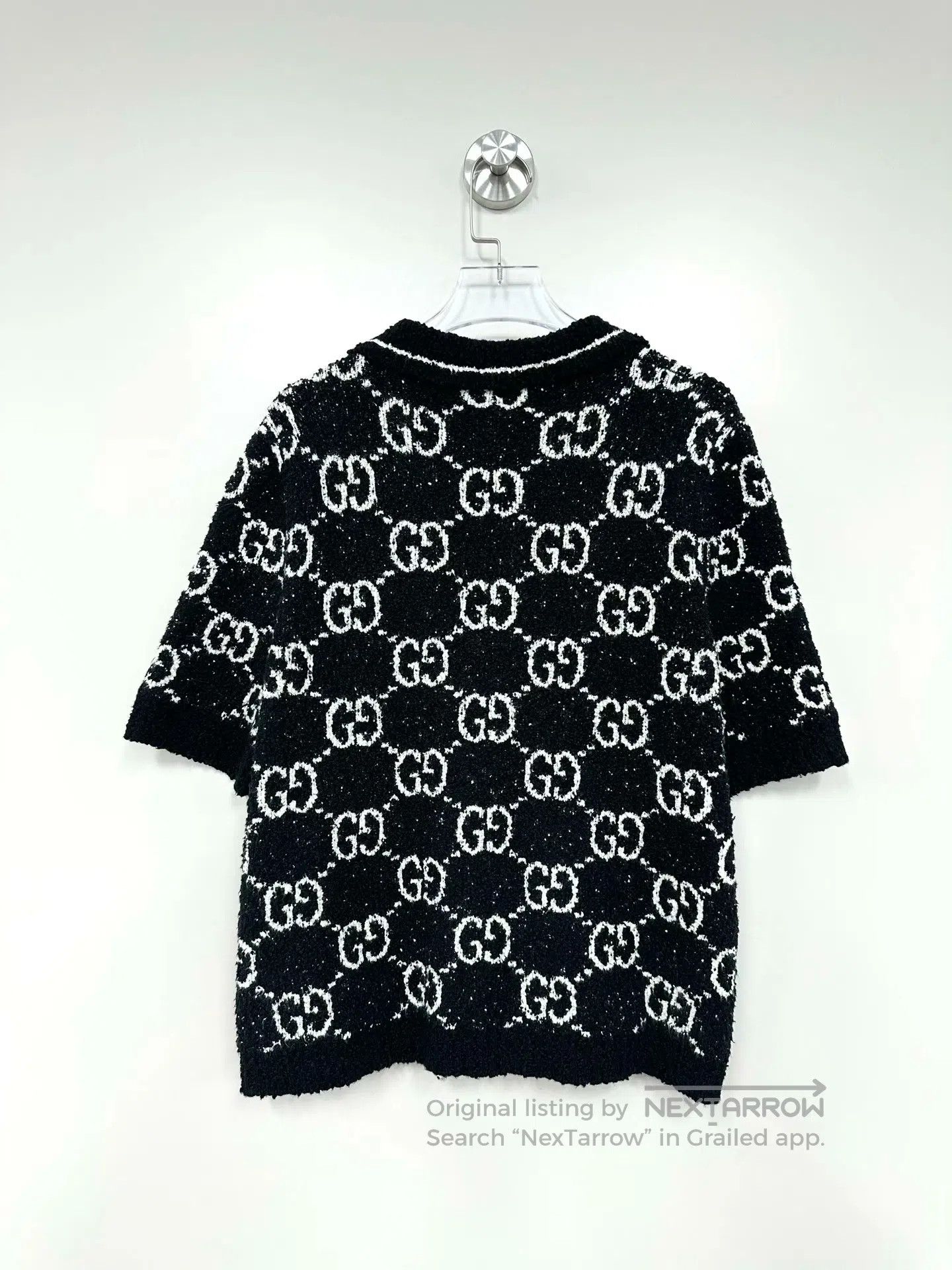 Gucci Guicci Black Double G Monogram Wool Knit Short Sleeve Polo Size US L / EU 52-54 / 3 - 2 Thumbnail