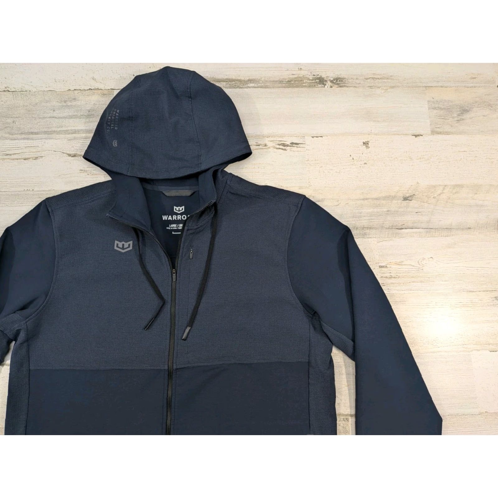 Warroad Hoodie Mens Large Navy Full Zip Performance Stretch Hooded Zip Pockets Logo Winter Fall Sports Outdoor Mens