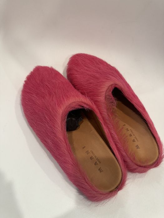 Marni Marni Fur Hair Mule Pink/Red | Grailed