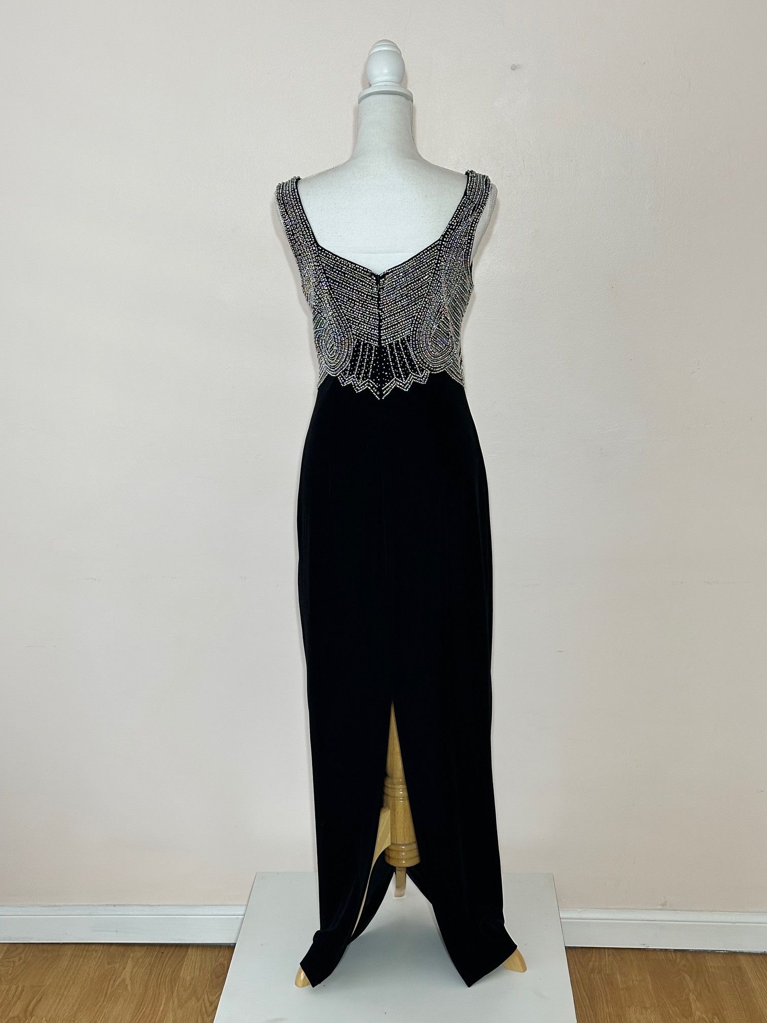 Vintage VINTAGE 90s Velvet Maxi Gown Size 10 Bead Glam Art Deco Size L / US 10 / IT 46 - 5 Thumbnail