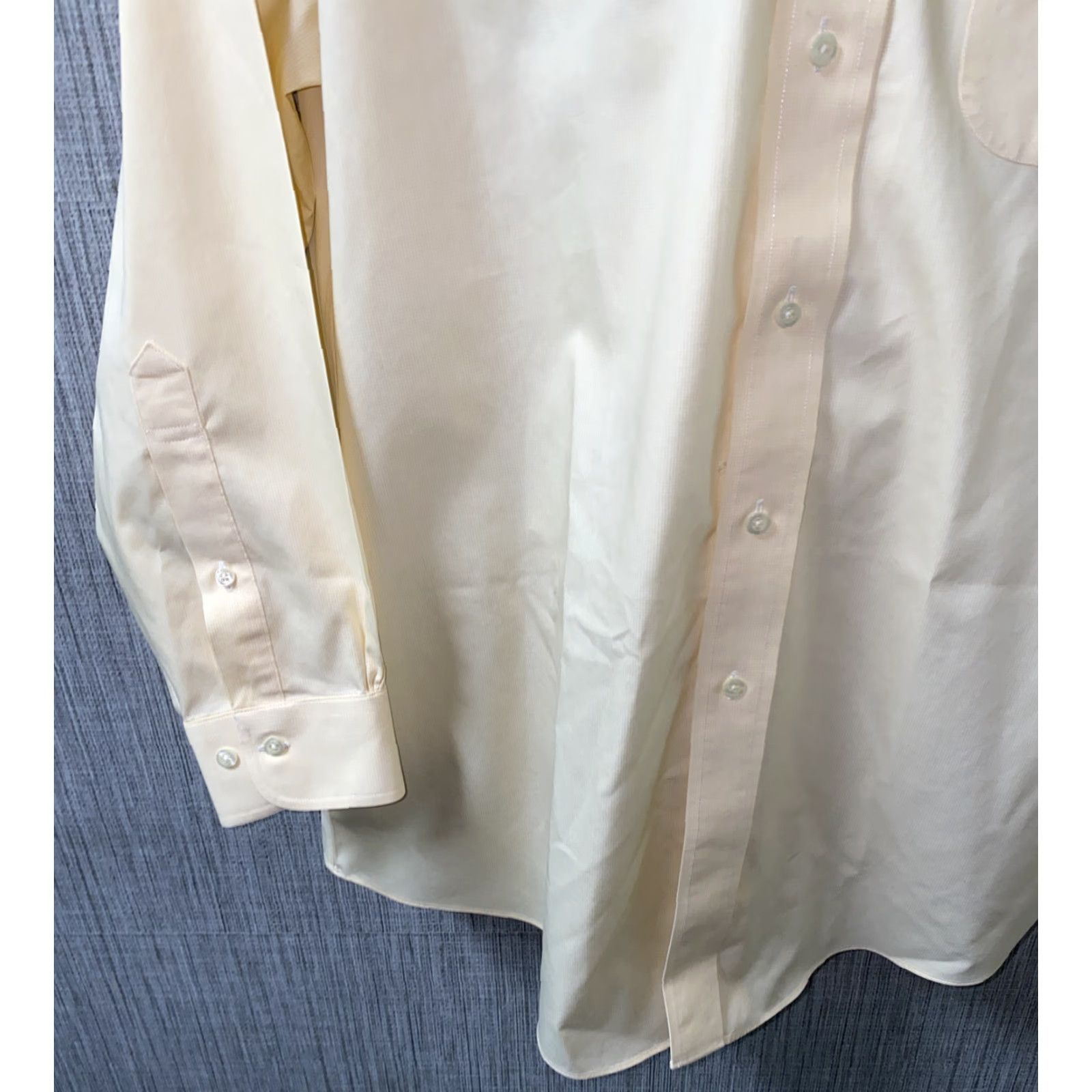 Brooks Brothers BROOKS BROTHERS Dress Shirt Men's Yellow Long Sleeve Button Front 16.5 Regular Cotton Non-Iron, Solid, 100% Cotton, Mens size 16.5, Classic Fit Size 42R - 4 Thumbnail