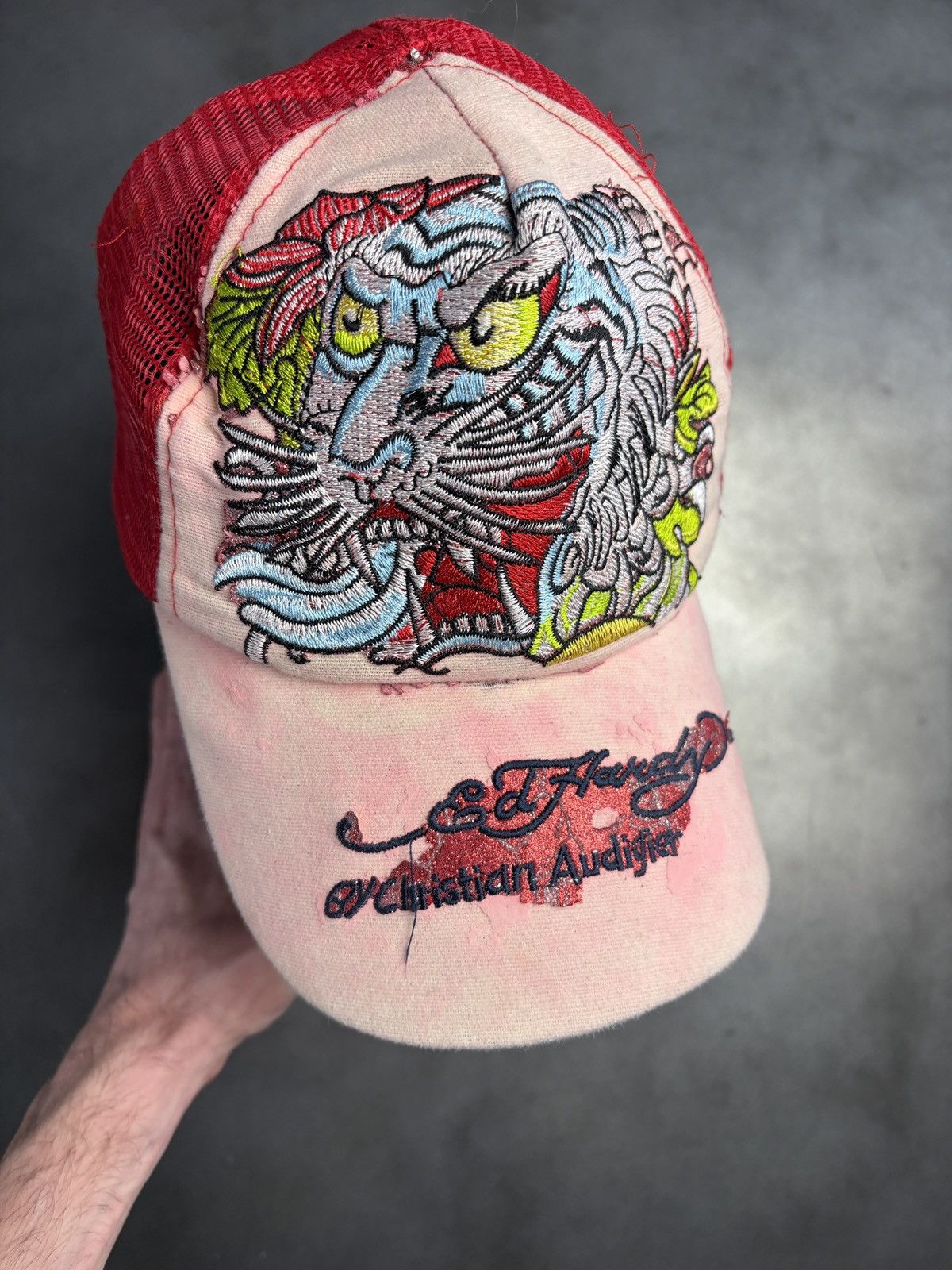 Christian Audigier × Ed Hardy × Vintage 2000s Ed Hardy Trucker Hat Vintage Christian Audigier Snapba Size ONE SIZE - 2 Thumbnail