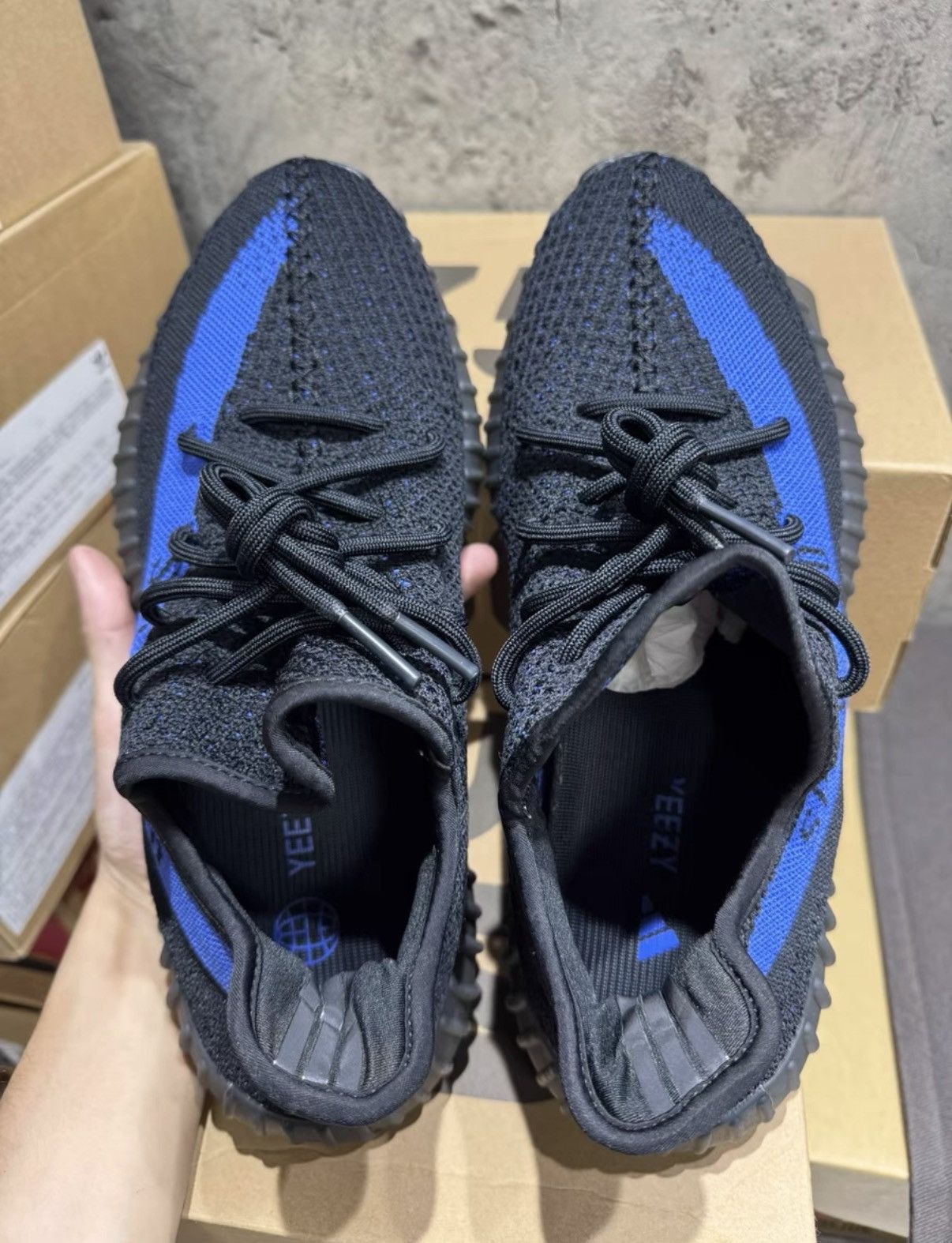 Adidas Adidas Yeezy 350 Black & Blue GY7164, Blue Stripe K37 Size US 10.5 / EU 43-44 - 5 Thumbnail