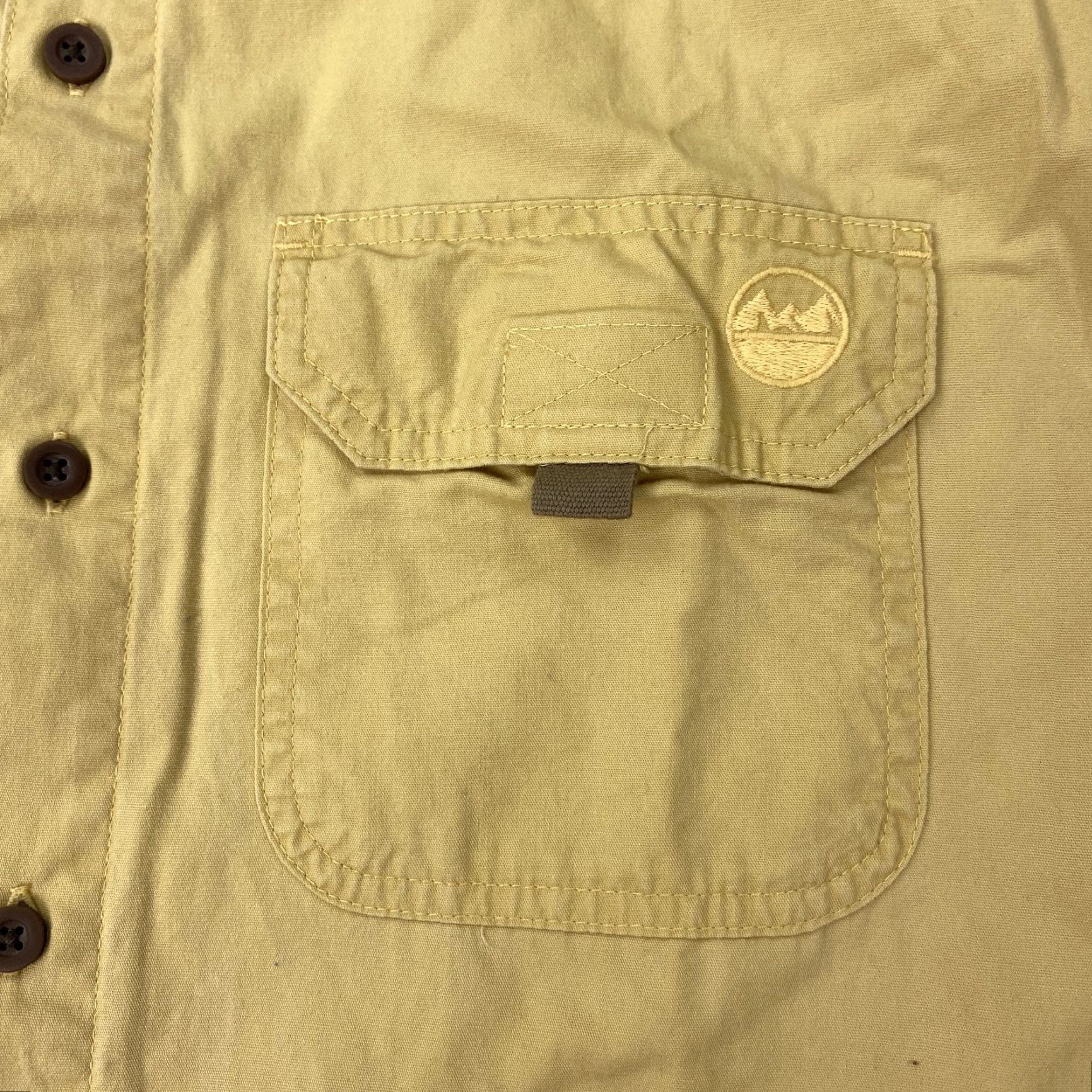 Wrangler Wrangler Authentics Shirt Mens Large Khaki Short Sleeve Button Front Safari Beige Cotton Pocketed Button-Up N/A Size US L / EU 52-54 / 3 - 2 Thumbnail