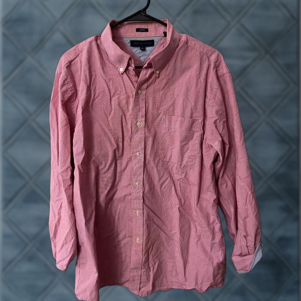 Tommy Hilfiger VINTAGE Tommy Hilfiger Slim Fit Shirt Men 17 Red Plaid Button-Down Long Sleeve 90s Mens Size US XL / EU 56 / 4 - 1 Thumbnail