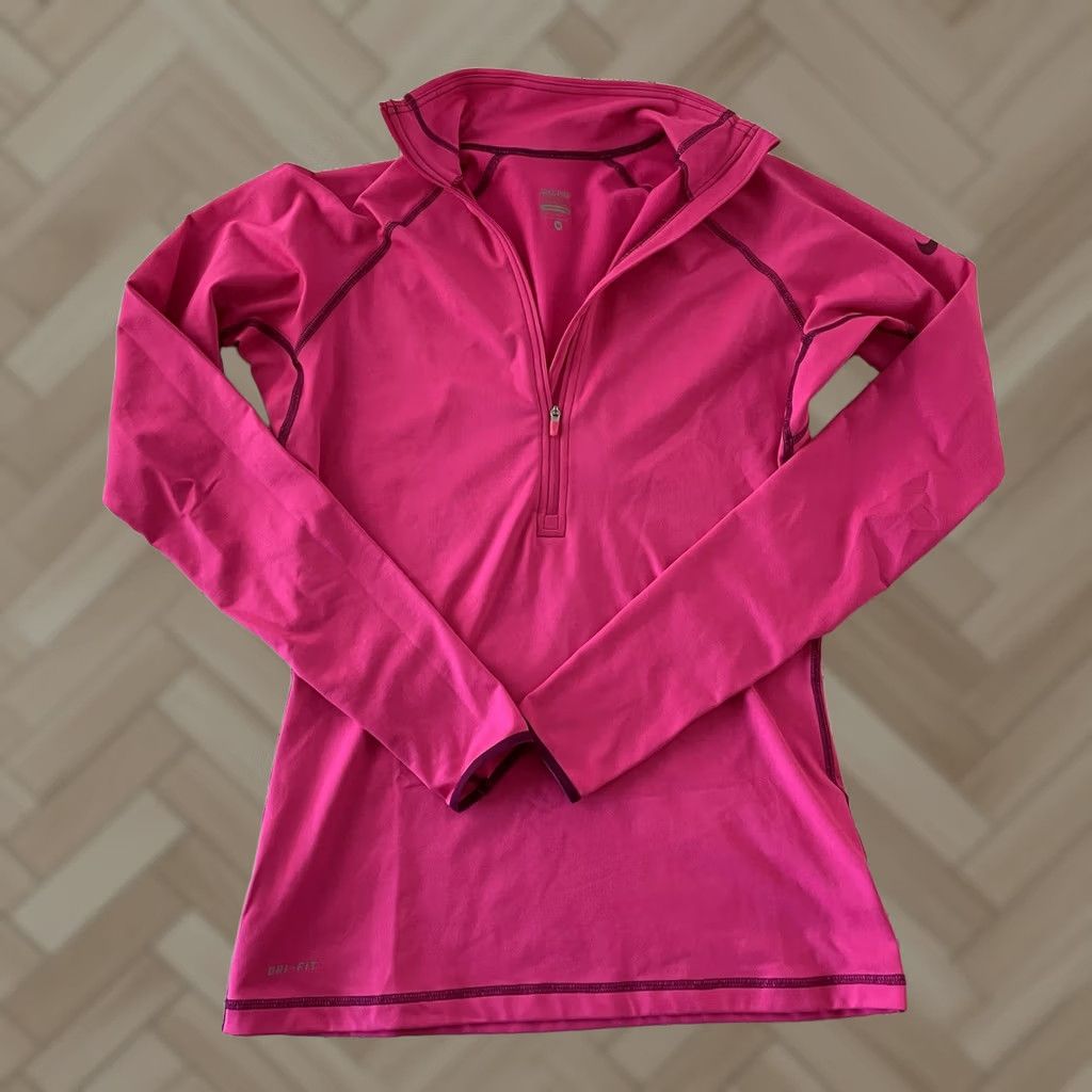 Nike Nike Pro 1/4 Zip Pullover Jacket Running Women's M Solid Hot Pink Jacket Womens M Pink Nike Pro 1/4 Zip Pullover Running Activewear Size M / US 6-8 / IT 42-44 - 1 Thumbnail