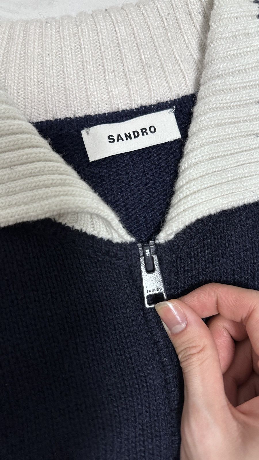 Sandro sandro winter 22 cardigan varsity navy blue Size US M / EU 48-50 / 2 - 3 Thumbnail