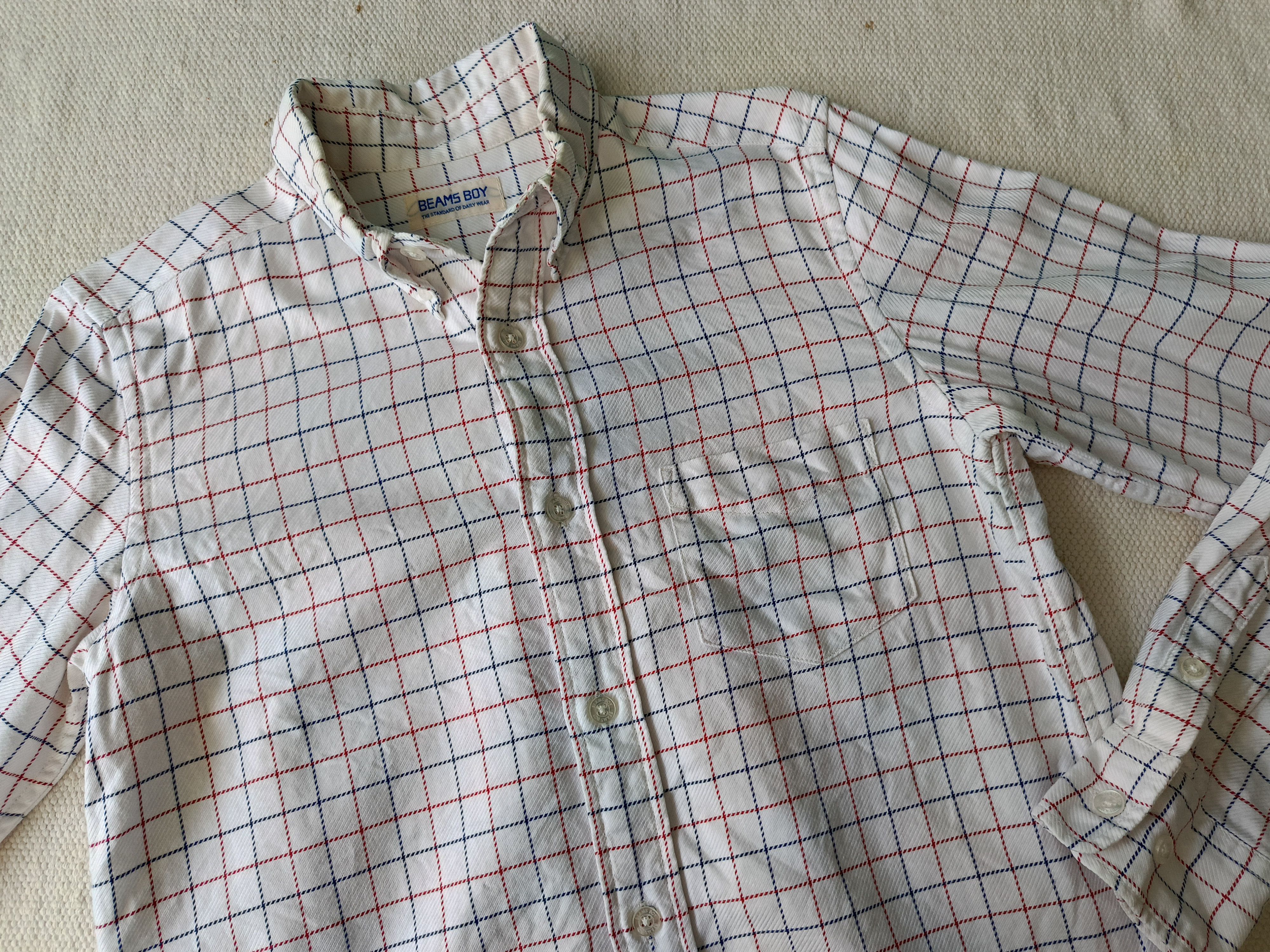 Beams Plus × Japanese Brand BEAMS BOY white square check striped button down shirt S M Size M / US 6-8 / IT 42-44 - 3 Thumbnail