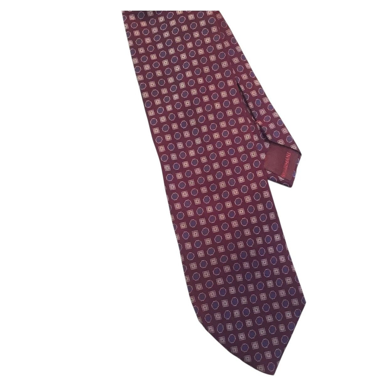 Giorgio Armani Giorgio Armani Tie Wine Red Pattern Square Circle Blue Gold Size ONE SIZE - 2 Thumbnail