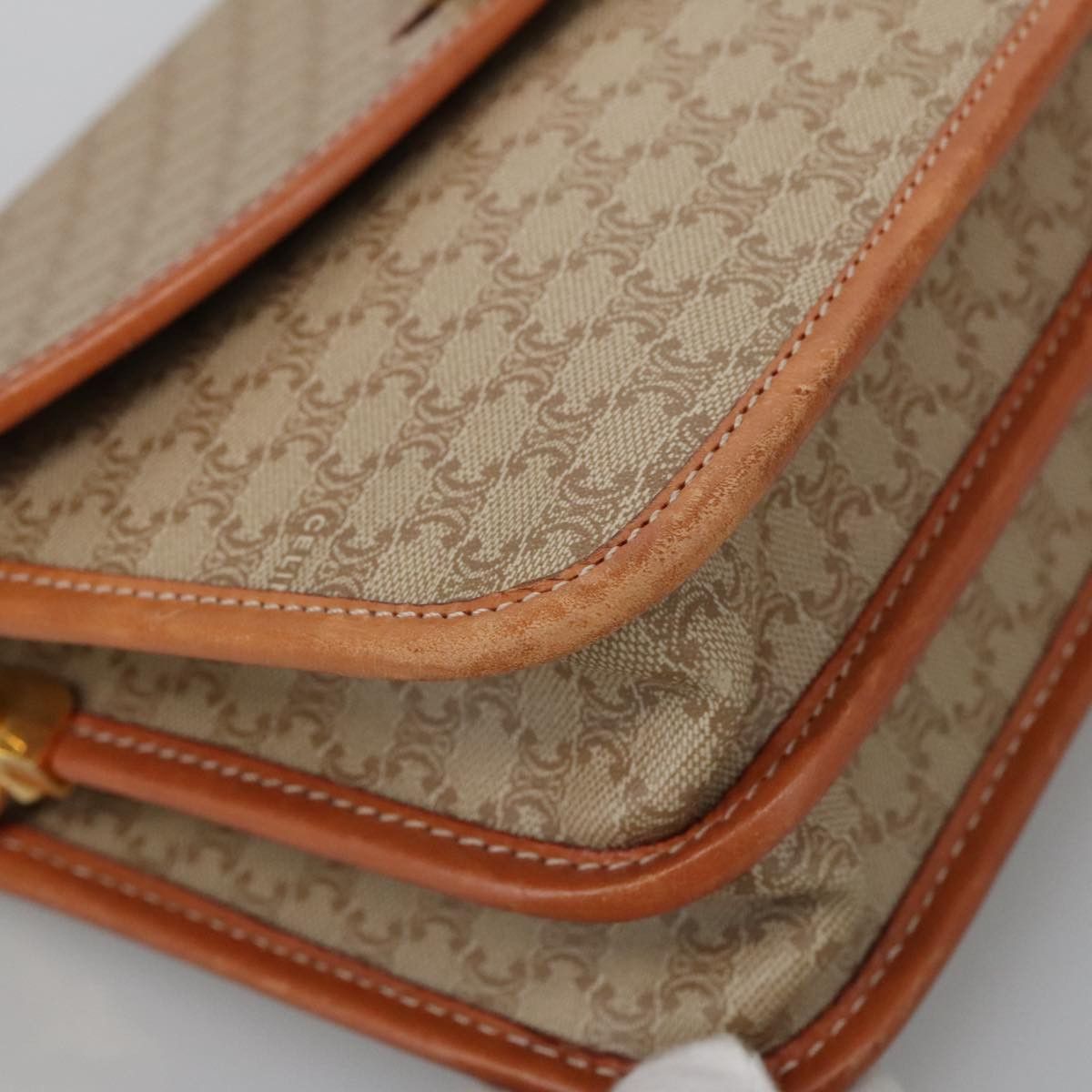Celine CELINE Macadam Canvas Shoulder Bag Beige Gold Size ONE SIZE - 9 Thumbnail