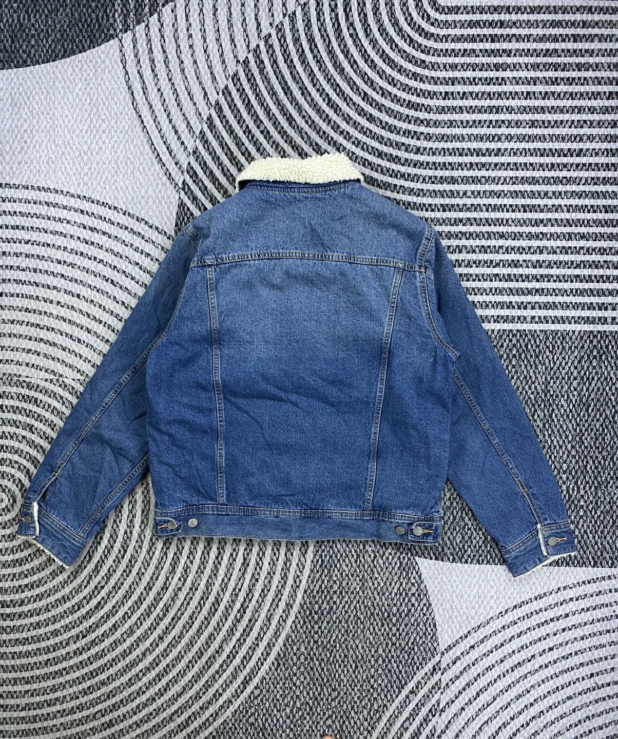 GU GU Japan Blue Wash Denim Sherpa Trucker Jacket Size US M / EU 48-50 / 2 - 2 Thumbnail