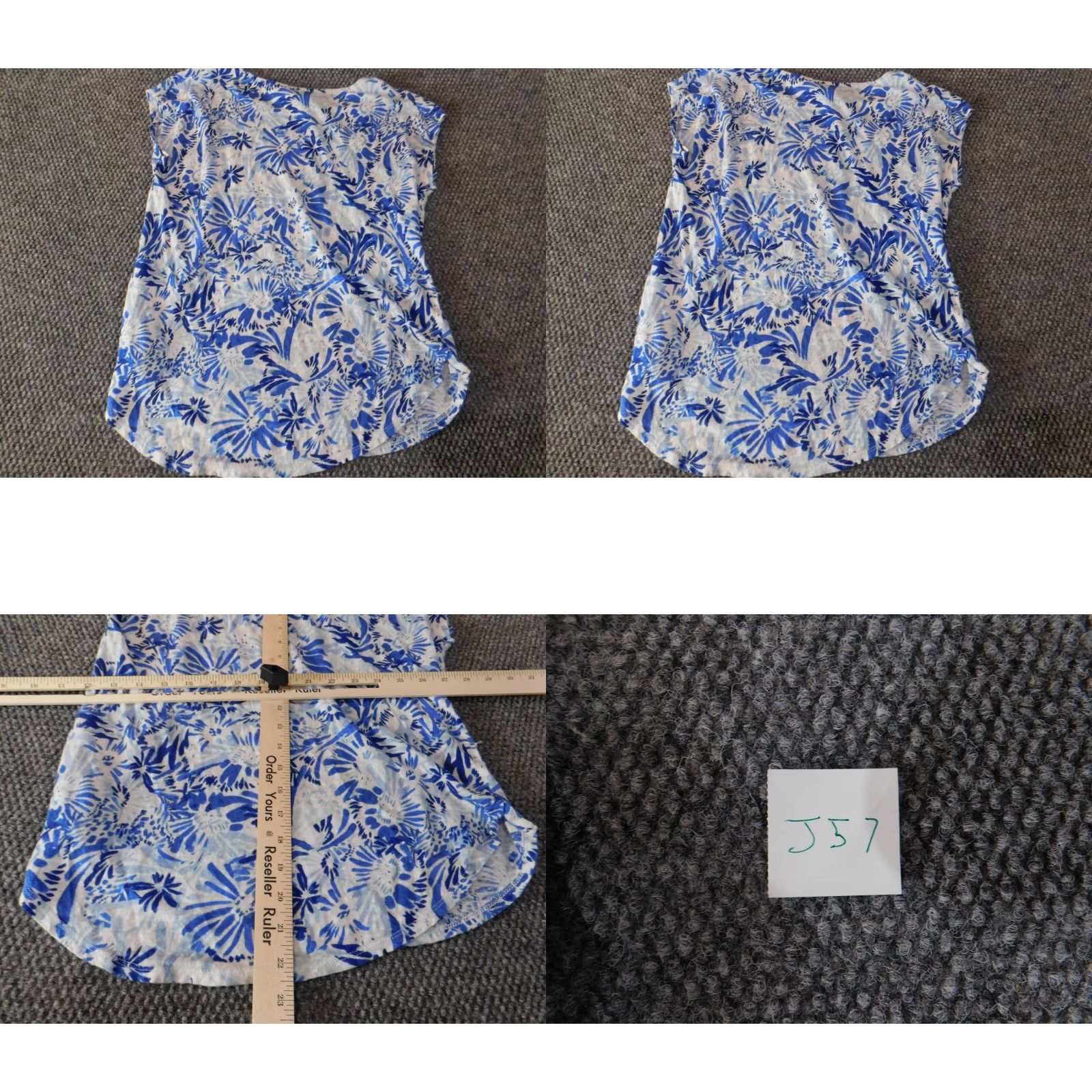 Joie JOIE Blouse Short Sleeve Linen Floral Womens S Blue Round Neck Pullover Casual Designer Basic Size S / US 4 / IT 40 - 8 Thumbnail