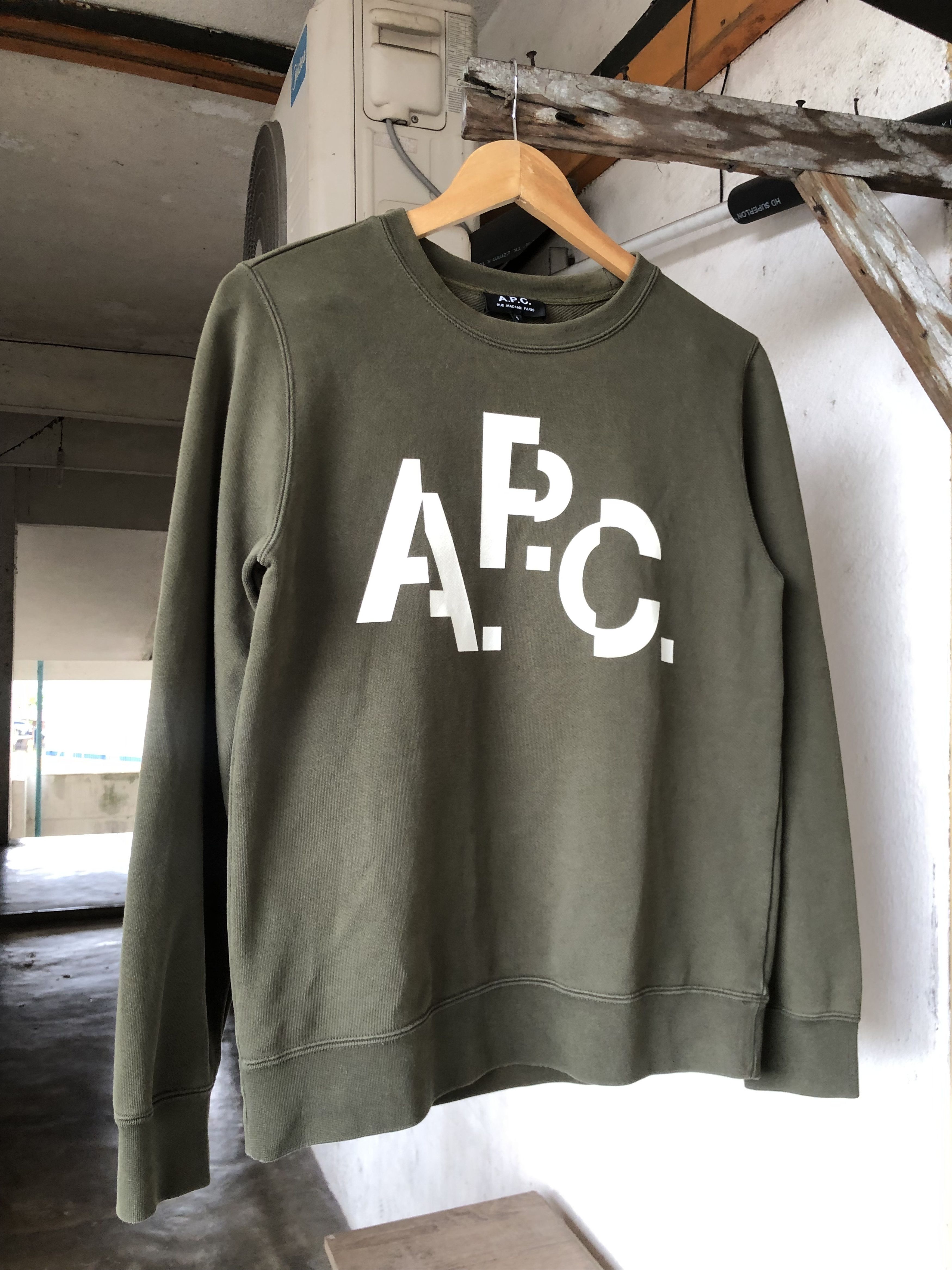 A.P.C. A.P.C. Big Logo Green Army Sweatshirt Size S / US 4 / IT 40 - 7 Thumbnail