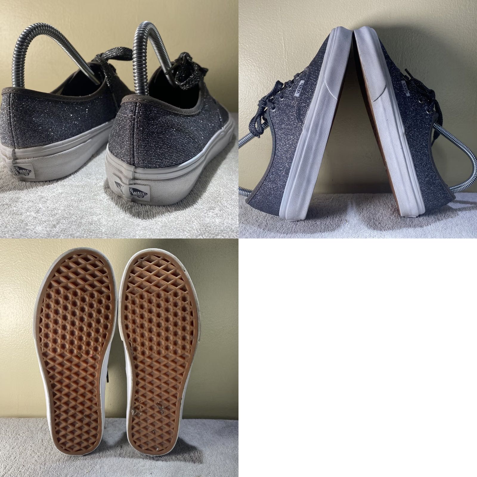 Vintage Grays Women Flat Sneaker Van Glitter Sliver Gray Size 7 Ladies 7 US Gray Size US 7 / IT 37 - 8 Thumbnail