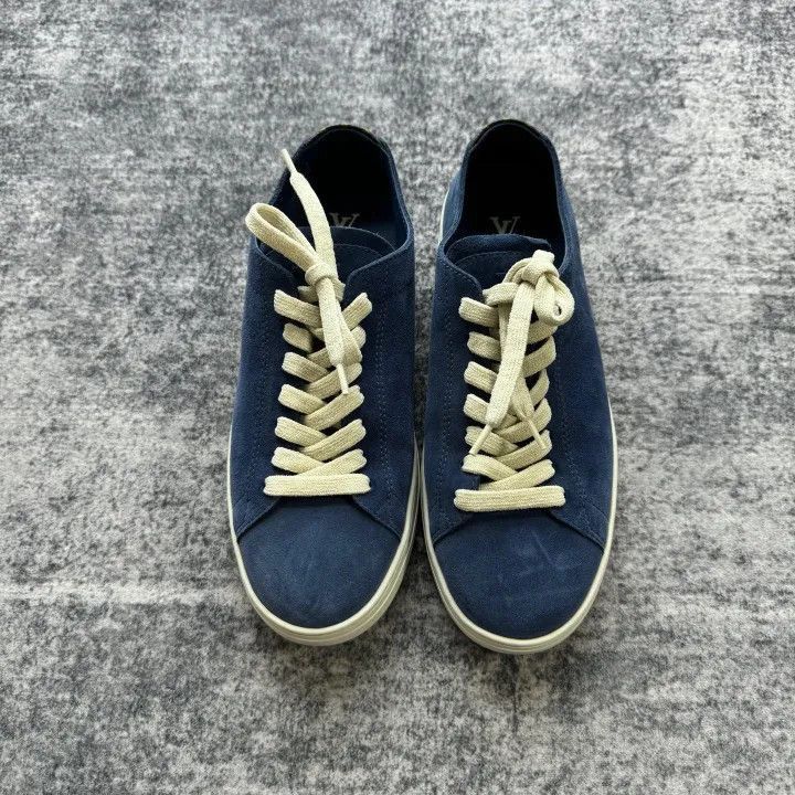 Louis Vuitton Louis Vuitton Blue White Low-Top Sneakers for Men -2508 Size US 10.5 / EU 43-44 - 3 Thumbnail