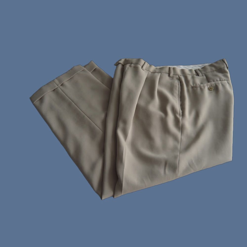 Ralph Lauren Lauren Ralph Lauren Dress Pants Beig e Khaki Pleated Cuffed 36/29 Poly Blend Dress Pants Mens Regular Size US 36 / EU 52 - 1 Thumbnail