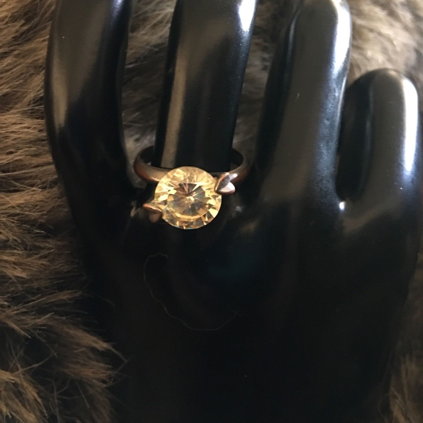 Vintage Vintage 12mm 6 ct lemon cz ring heart setting Size ONE SIZE - 2 Thumbnail