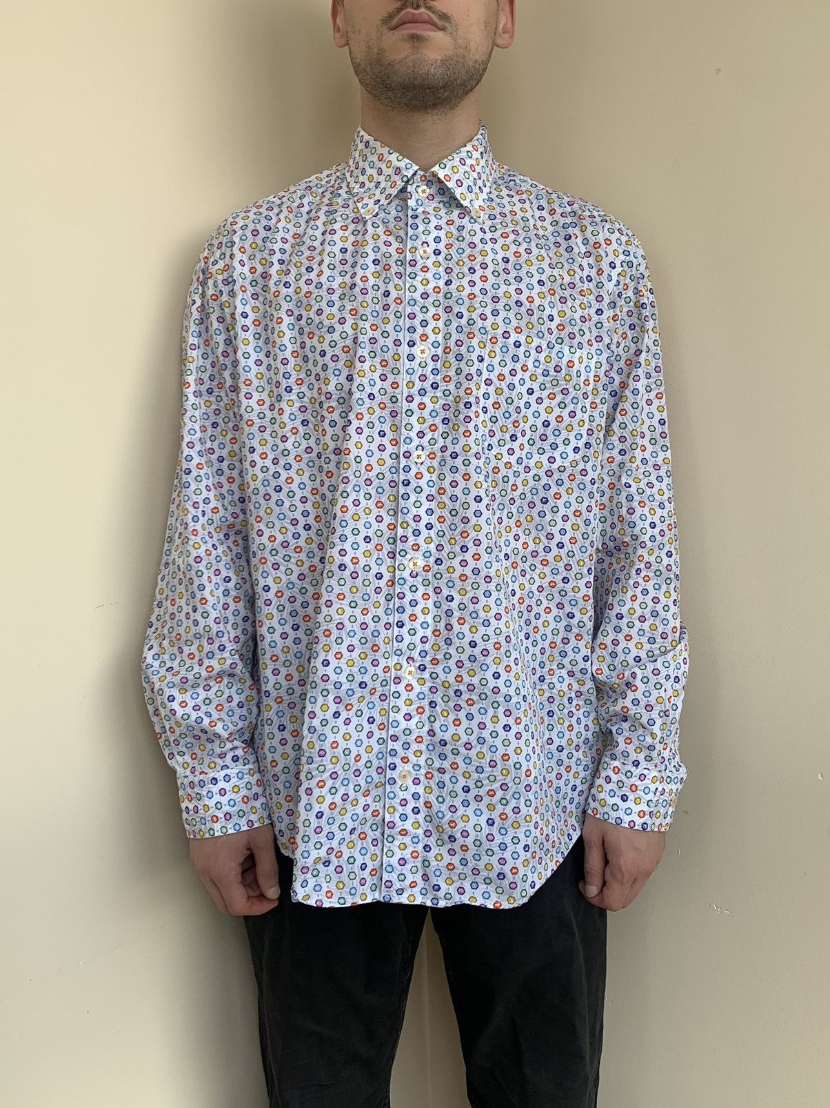 Japanese Brand Vagiie Emoji Print Long Sleeve Shirt by Leggiuno Size 50 Size US M / EU 48-50 / 2 - 3 Thumbnail