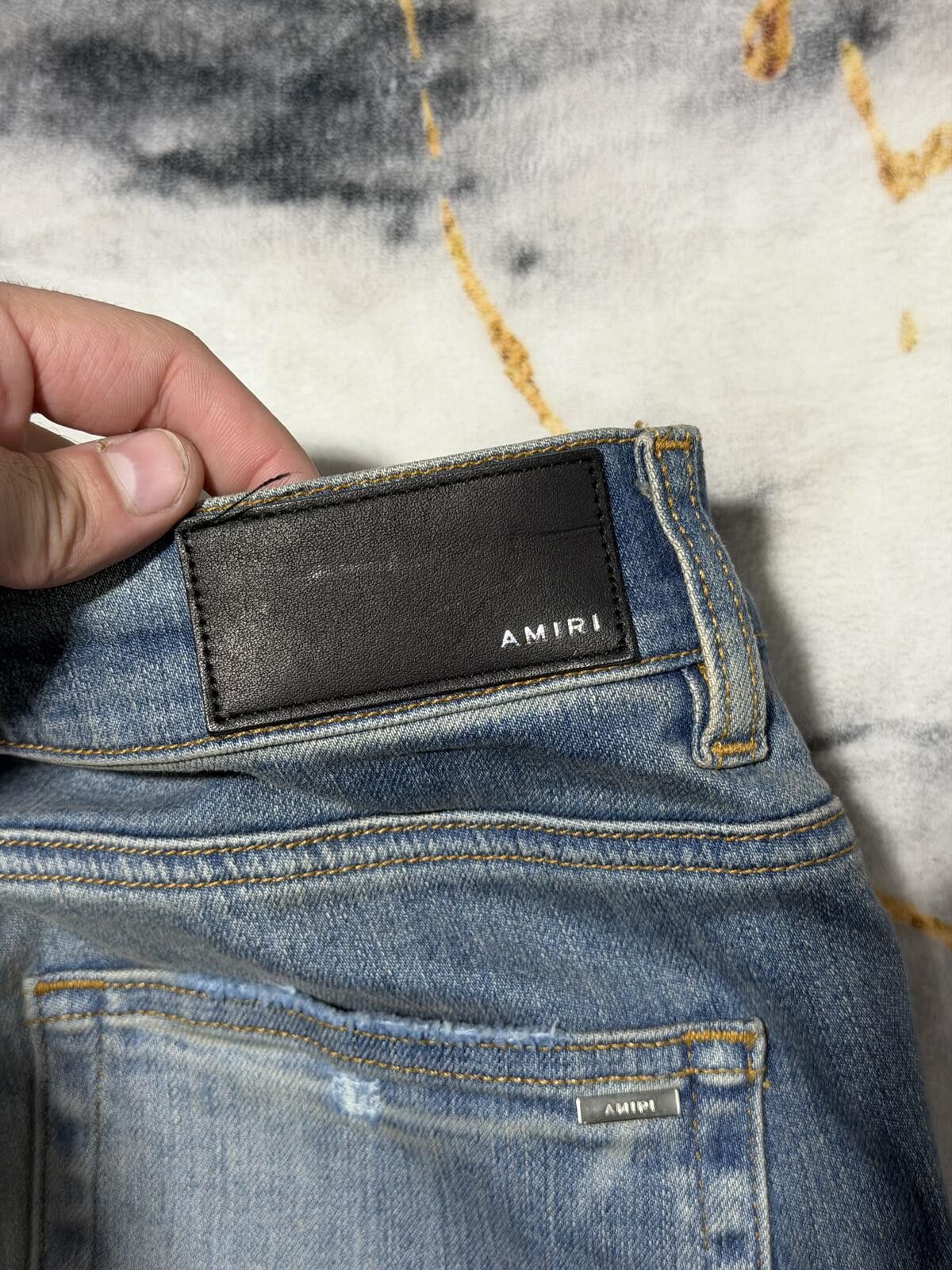 Amiri Amiri Thrasher Pink Bandanna Indigo Denim NEW - Sz33 Size US 33 - 4 Thumbnail