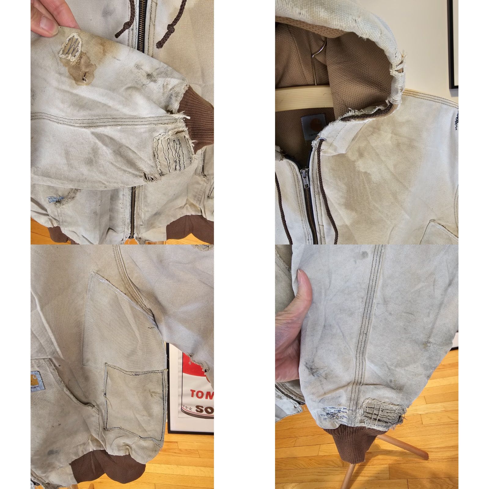 Carhartt VINTAGE Carhartt Brown Hooded Duck Canvas Work Jacket XL WORN Mens Jacket Size US XL / EU 56 / 4 - 8 Thumbnail
