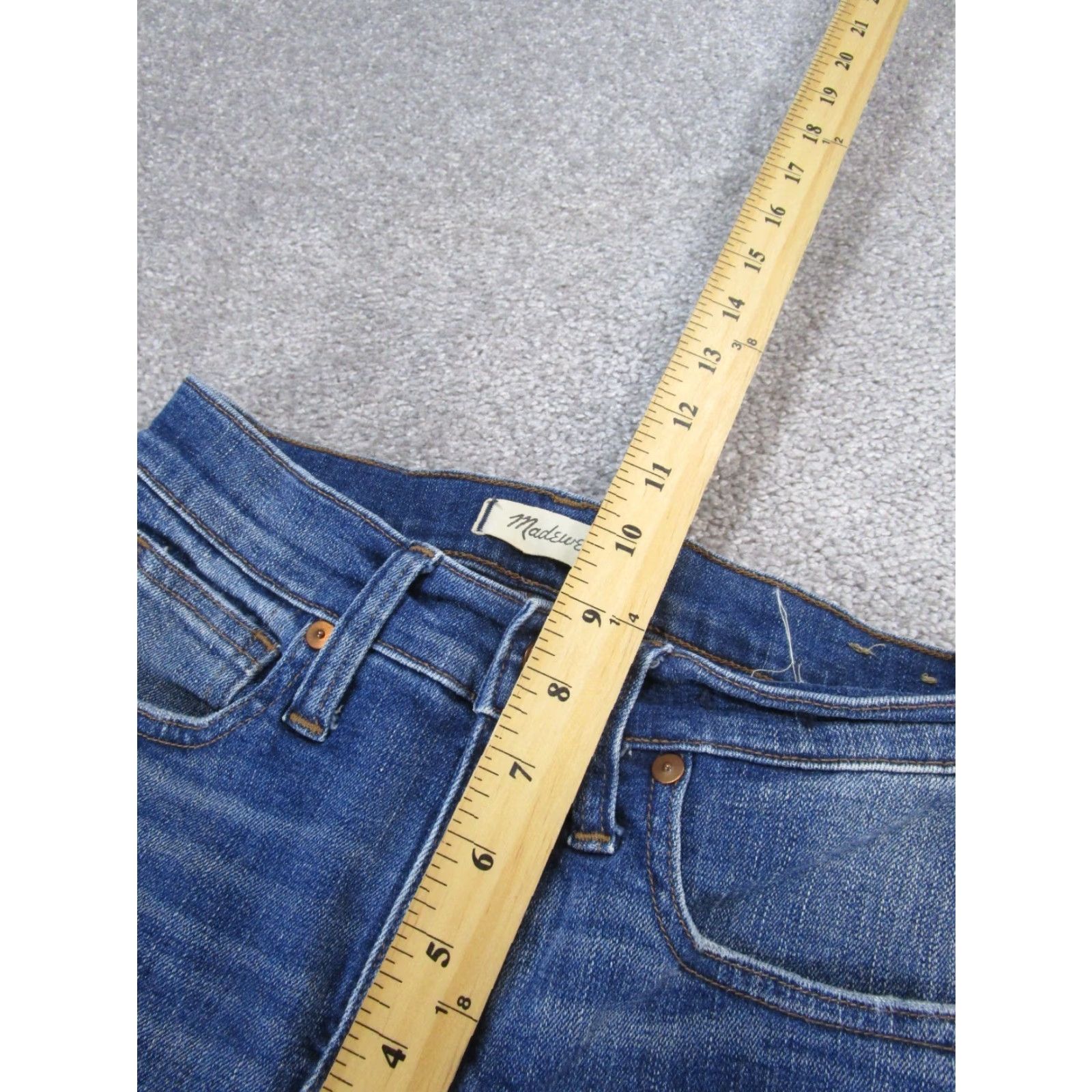 Madewell Madewell Jeans Womens 25 9" Rise Skinny Medium Wash Denim Ripped Blue Zip Zipper Size 42" / US 20 - 6 Thumbnail