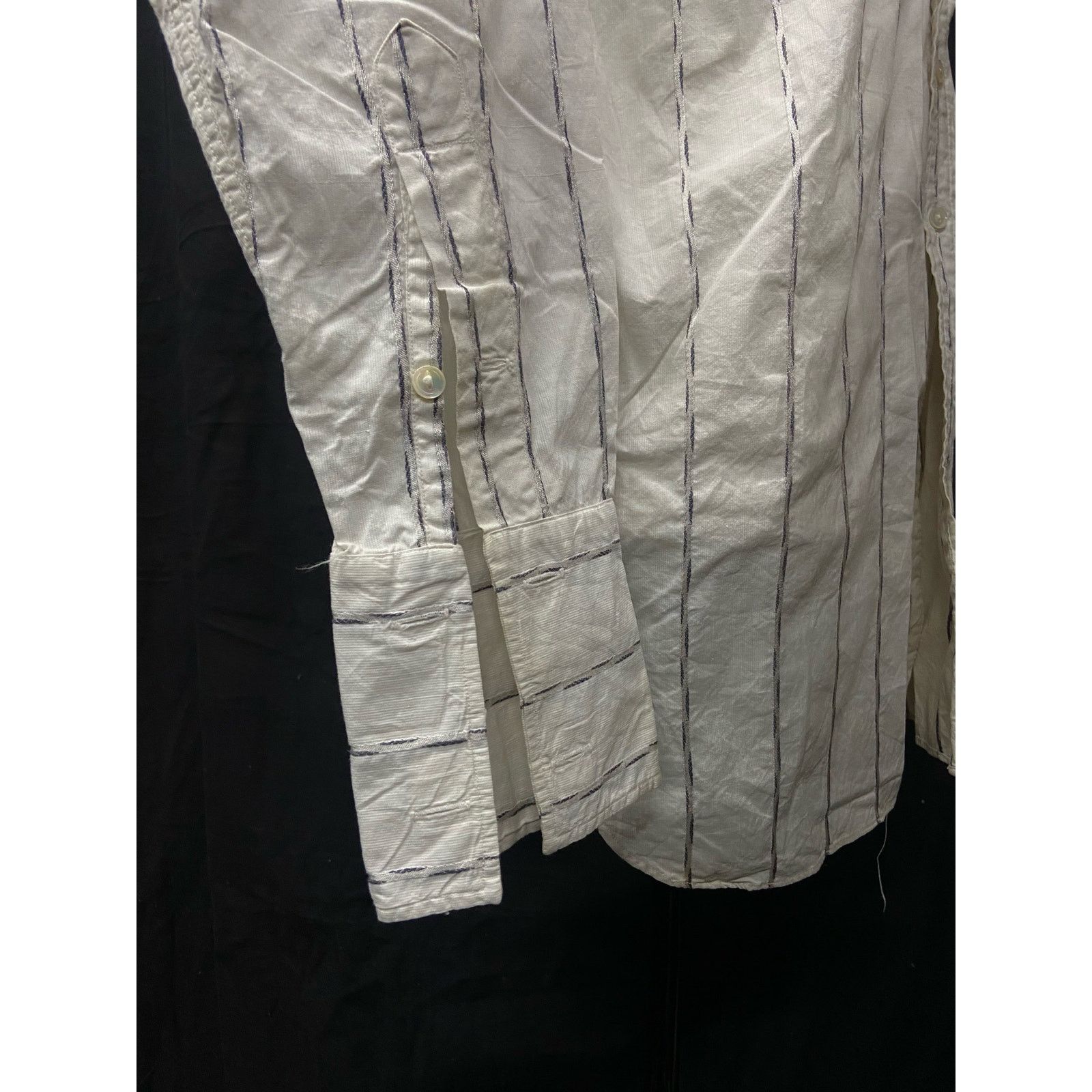 Vintage 20s 30s Vintage White Black Striped Cotton Dress Shirt Size US L / EU 52-54 / 3 - 8 Thumbnail