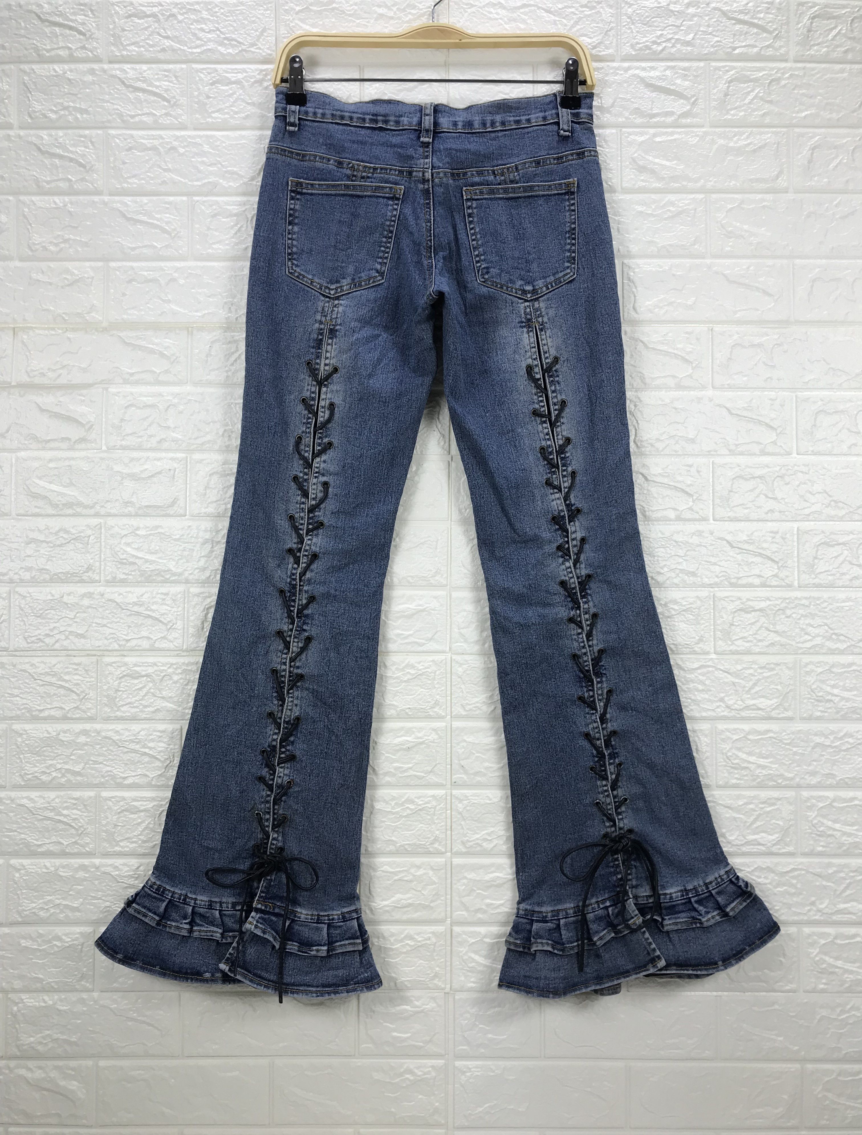 Japanese Brand Vintage BeSnip Lace-Up Flare Jeans Bell Bottom Denim Size 27" / US 4 / IT 40 - 1 Thumbnail