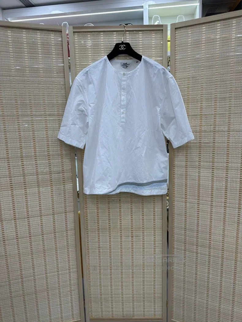 Hermes Hermes Jacket shirt with short sleeves and a sewn-on jacke Size US XXS / EU 40 - 1 Thumbnail