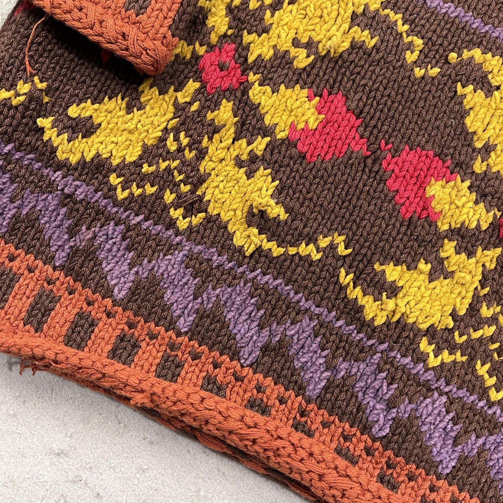 Banana Republic VINTAGE Banana Republic Sweater Womens M Brown Floral Hand Knit Grandma 80s Size M / US 6-8 / IT 42-44 - 4 Thumbnail